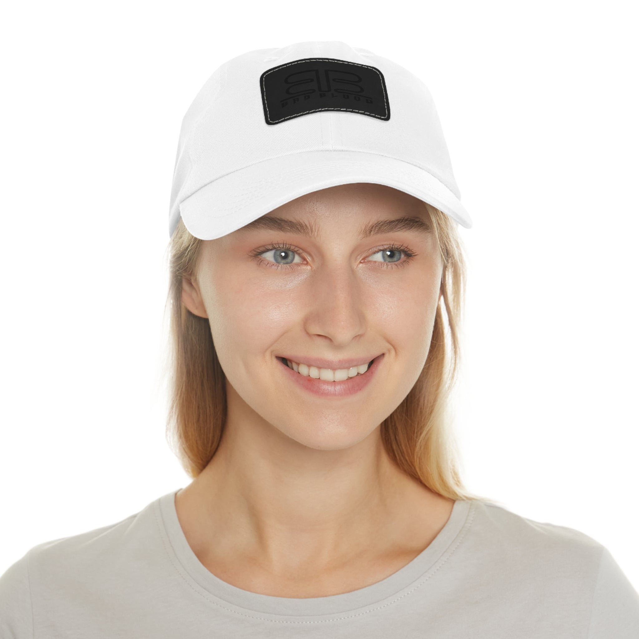 Leather Patch Dad Hat – Minimalist Monogram Baseball Cap