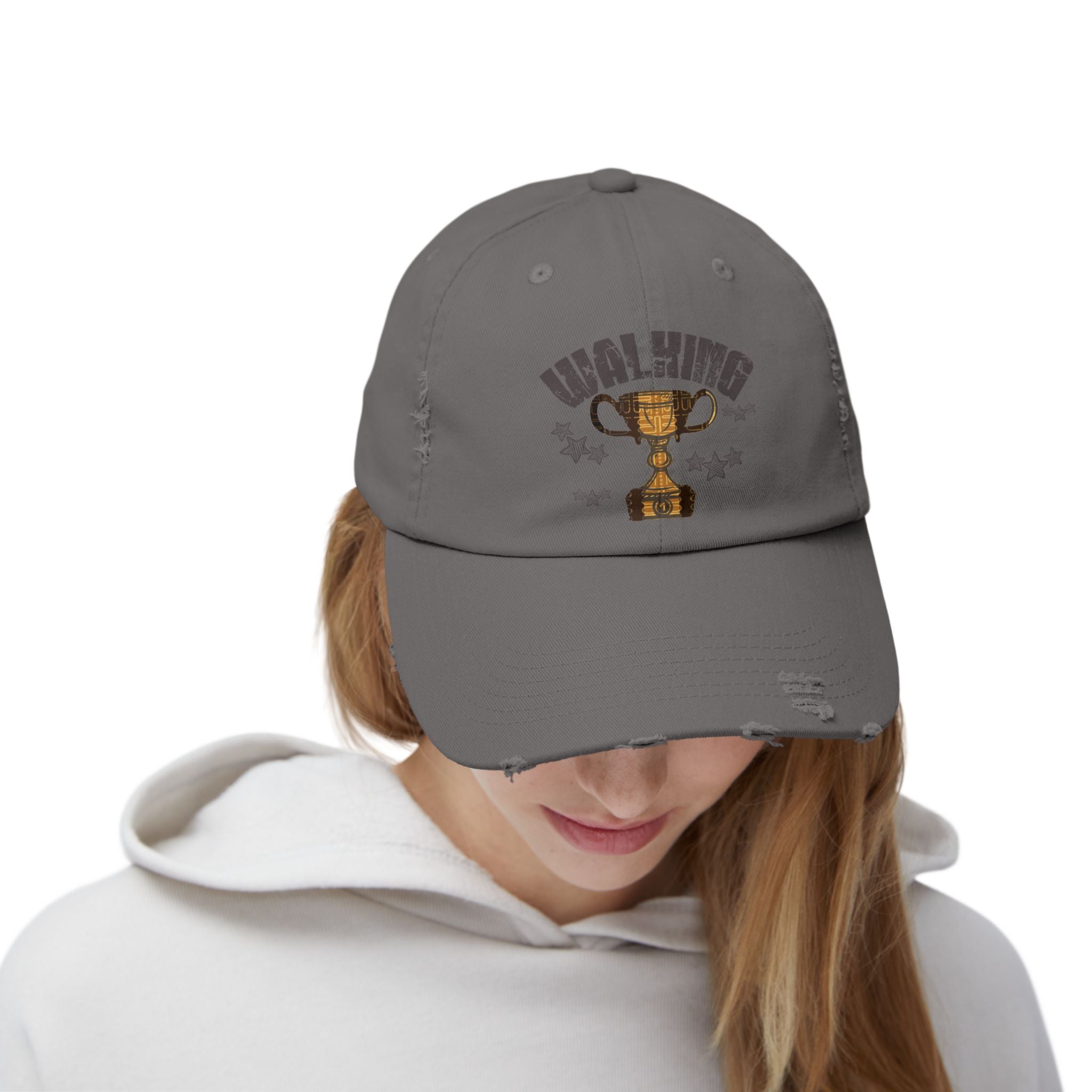 Walking Trophy Cap | Distressed Baseball Hat, Winner Cup Design