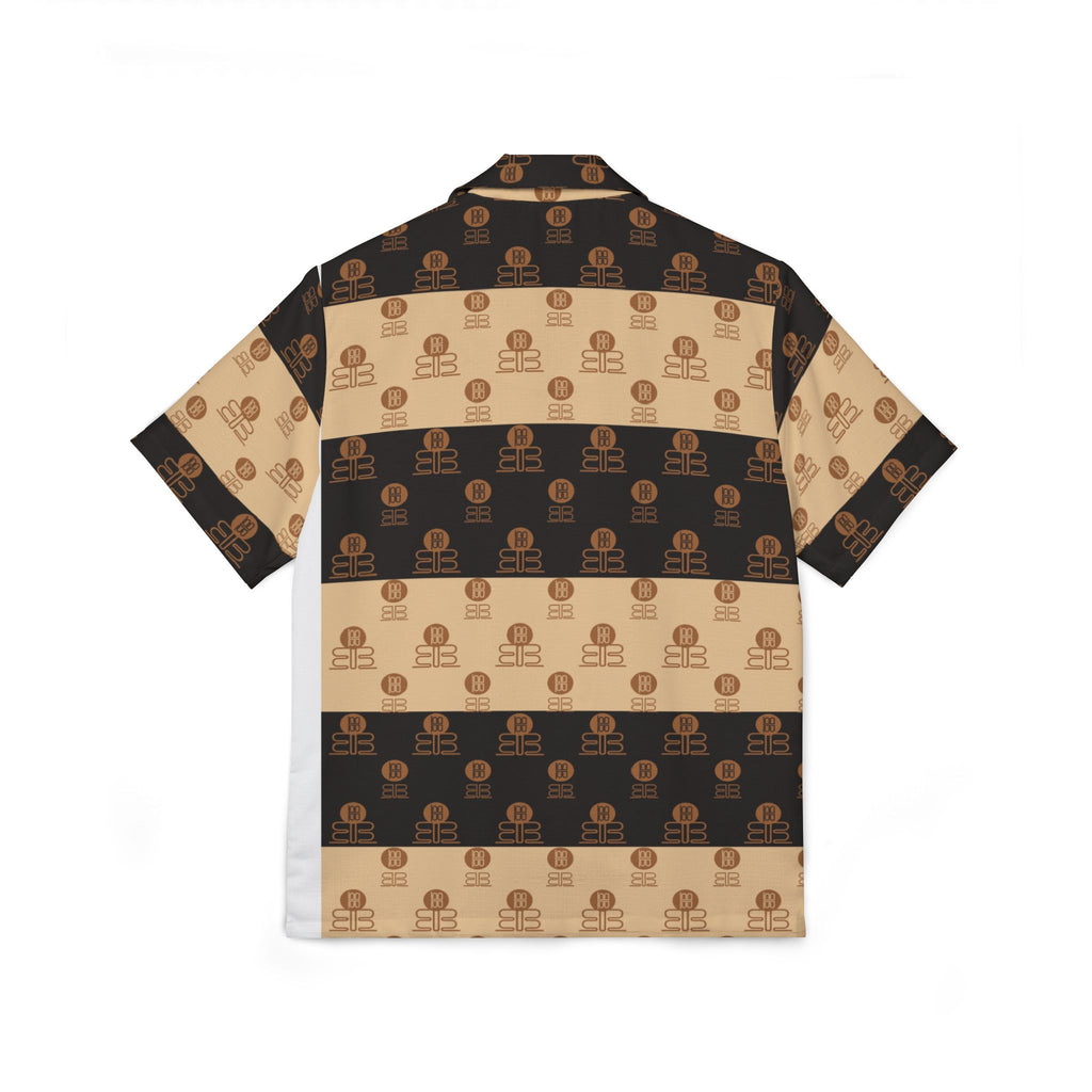 Men's Shirt — Retro Brown Checkerboard Logo Print