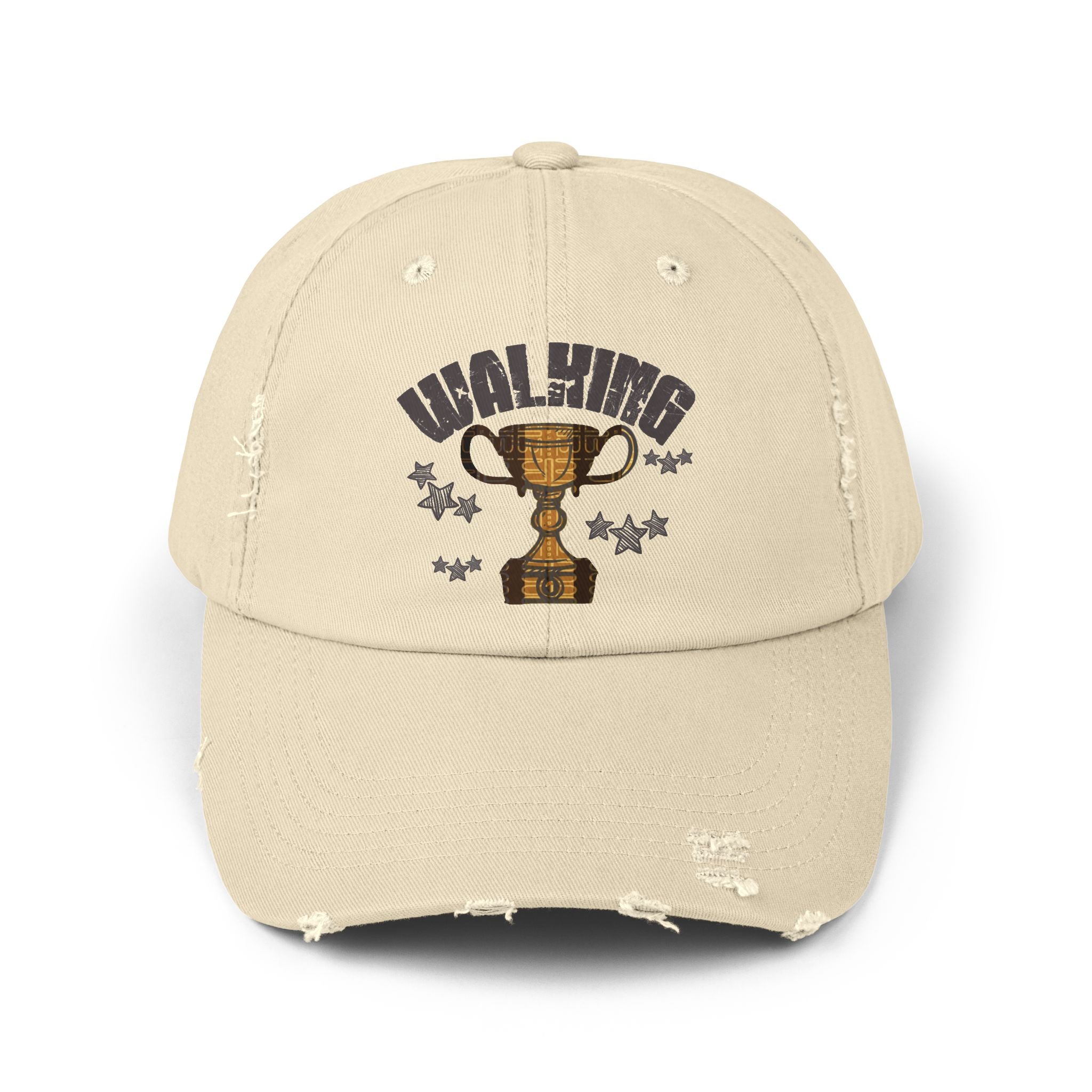 Walking Trophy Cap | Distressed Baseball Hat, Winner Cup Design