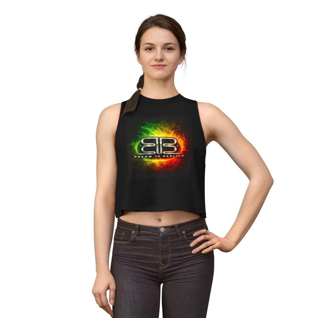 Dream To Reality Crop Tank — Neon Rasta Logo Women's Crop Top