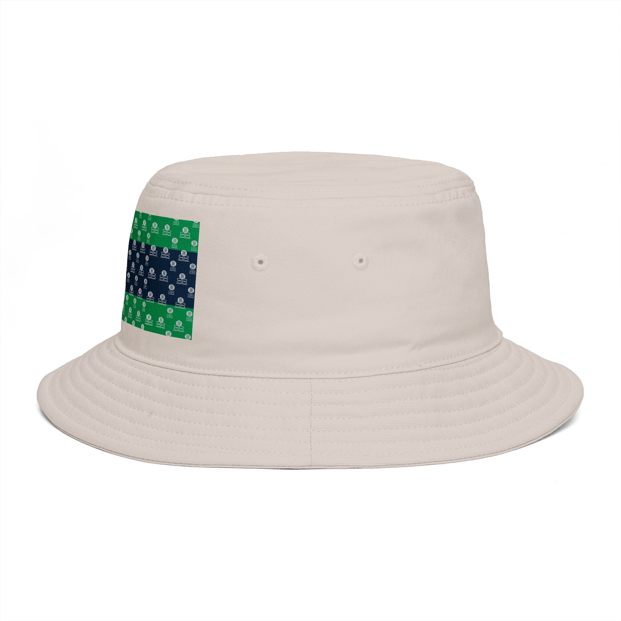 Green & Navy BB Patterned Bucket Hat — Nautical Clover Stripe