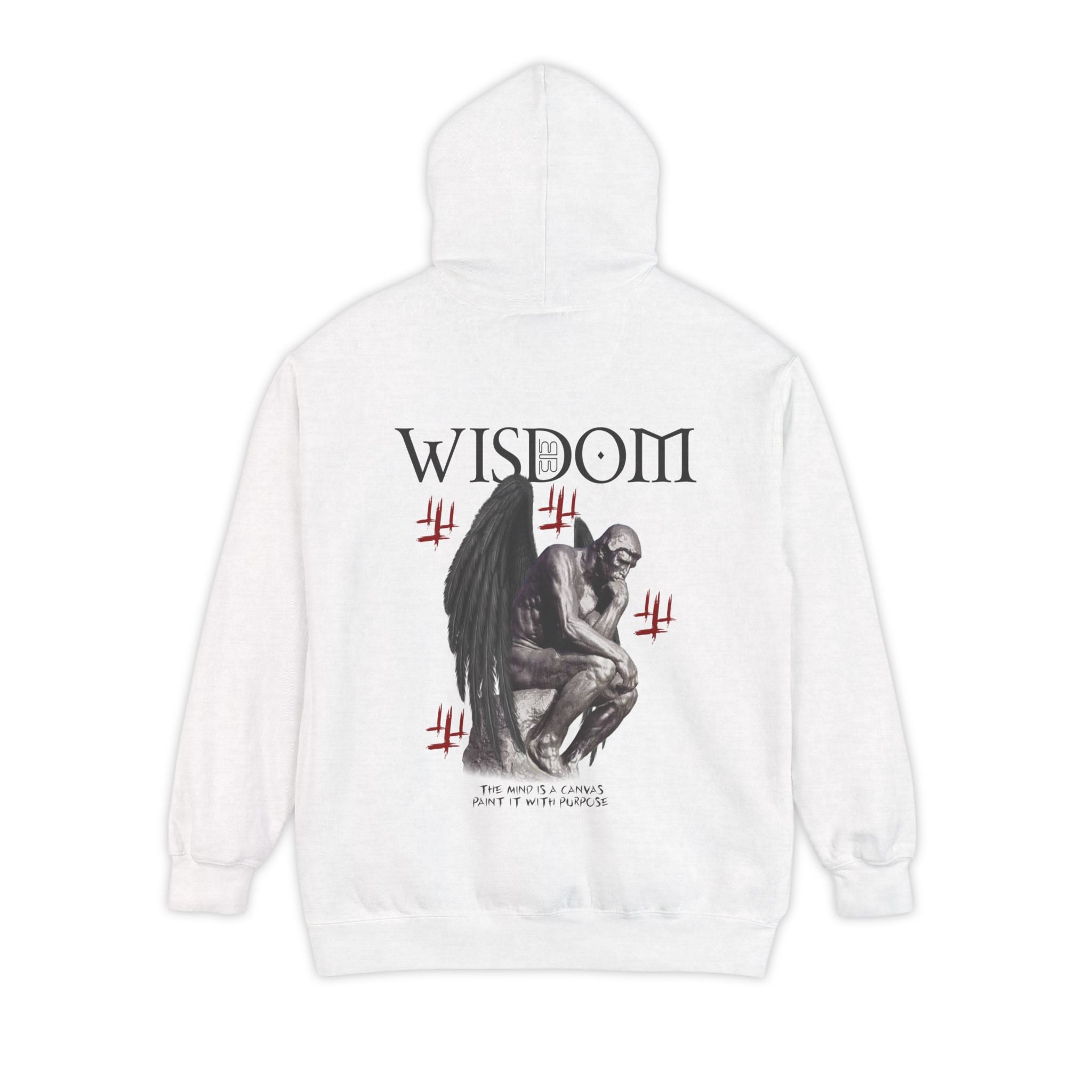 Wisdom angel statue graphic Hoodie | Gothic emblem brushstroke symbol