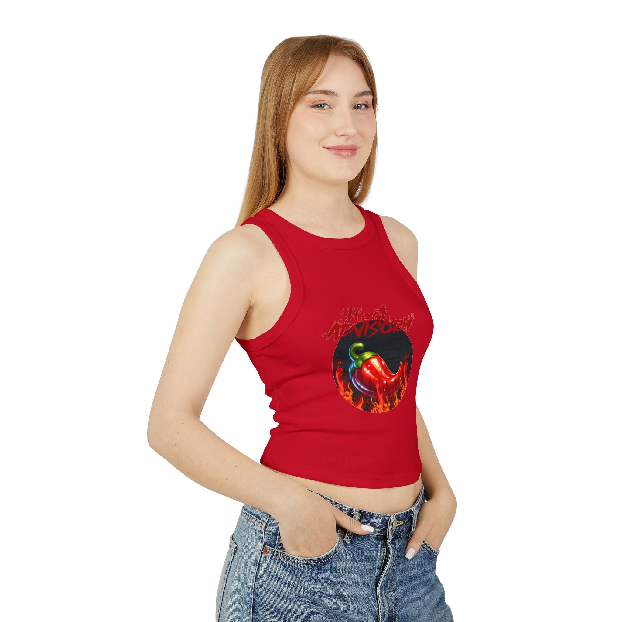 Hot Pepper Racer Tank Top — Fiery Chili Graphic Crop for Women