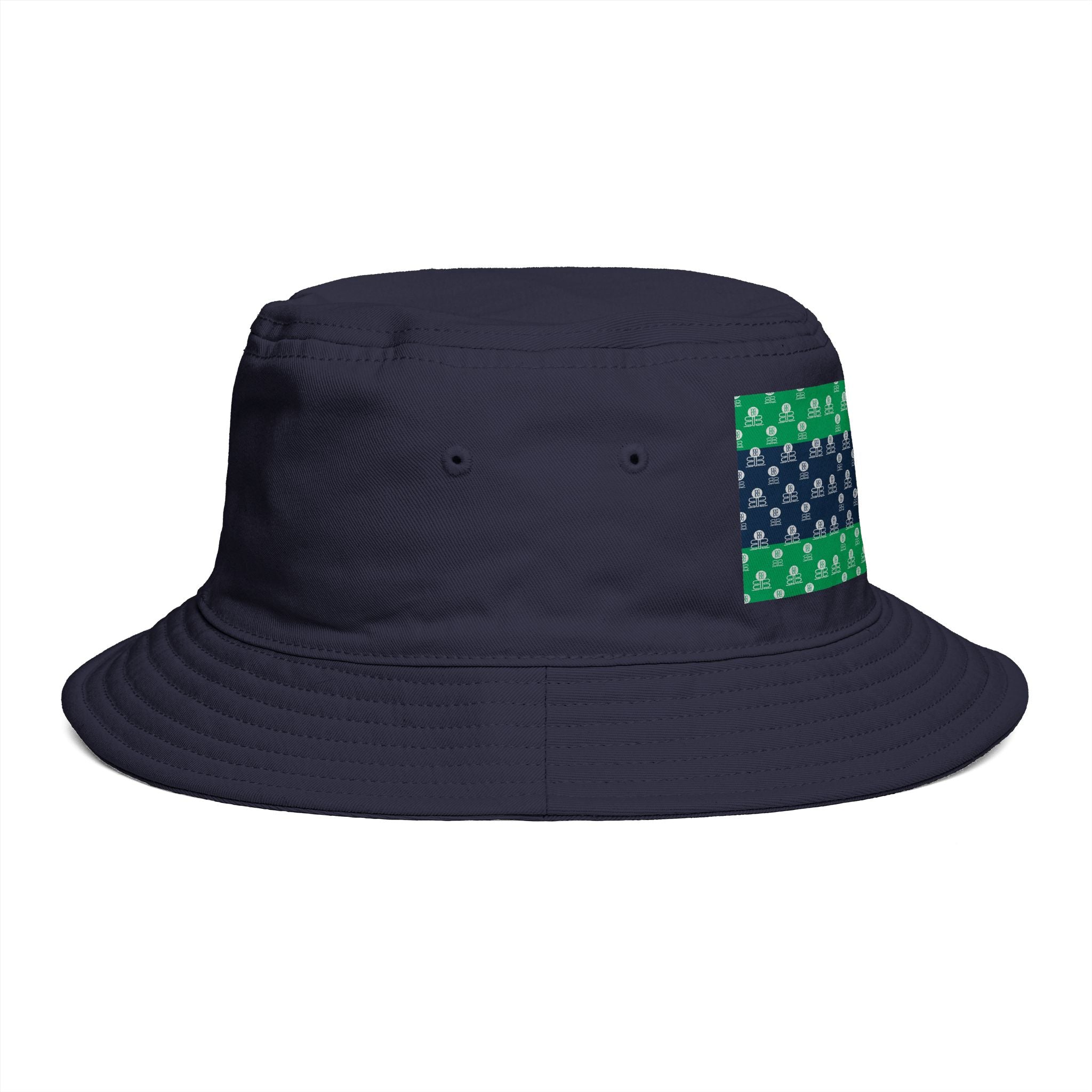 Green & Navy BB Patterned Bucket Hat — Nautical Clover Stripe