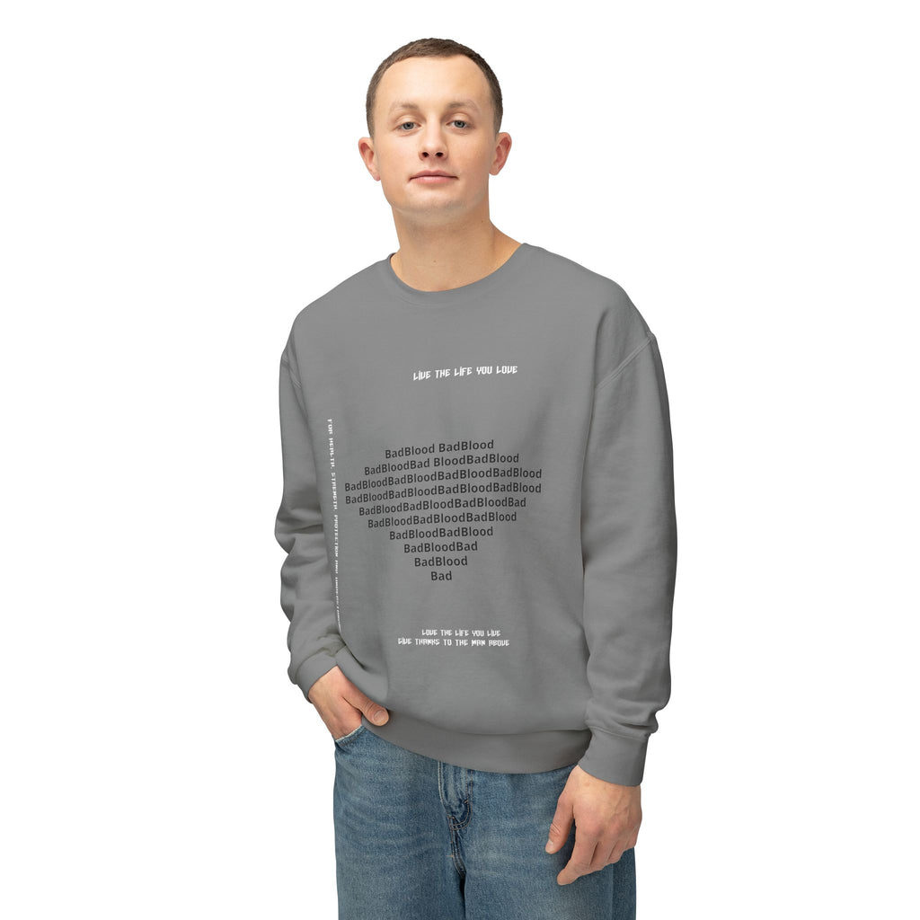 Minimalist Heart Text Crewneck Sweatshirt — Subtle Typographic Love Design