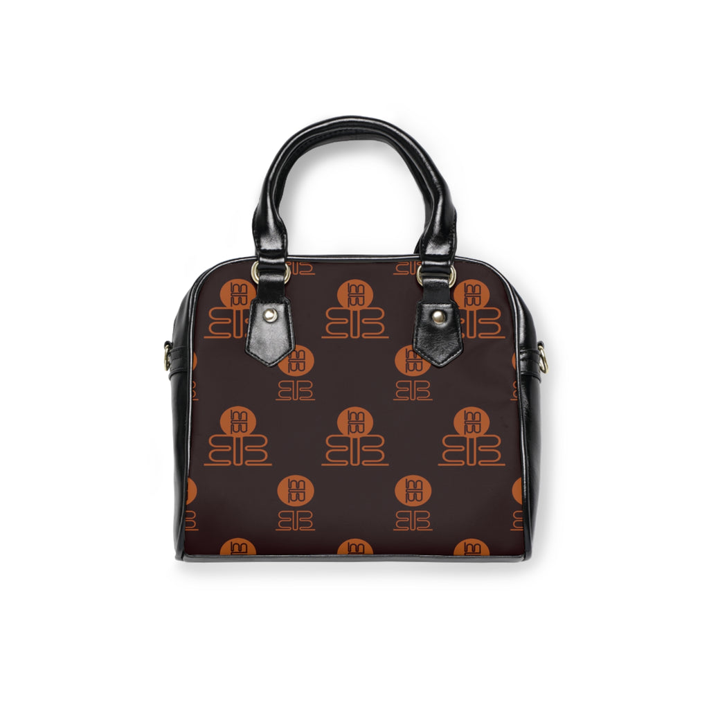 Monogram Pattern Shoulder Handbag | Brown Logo Print