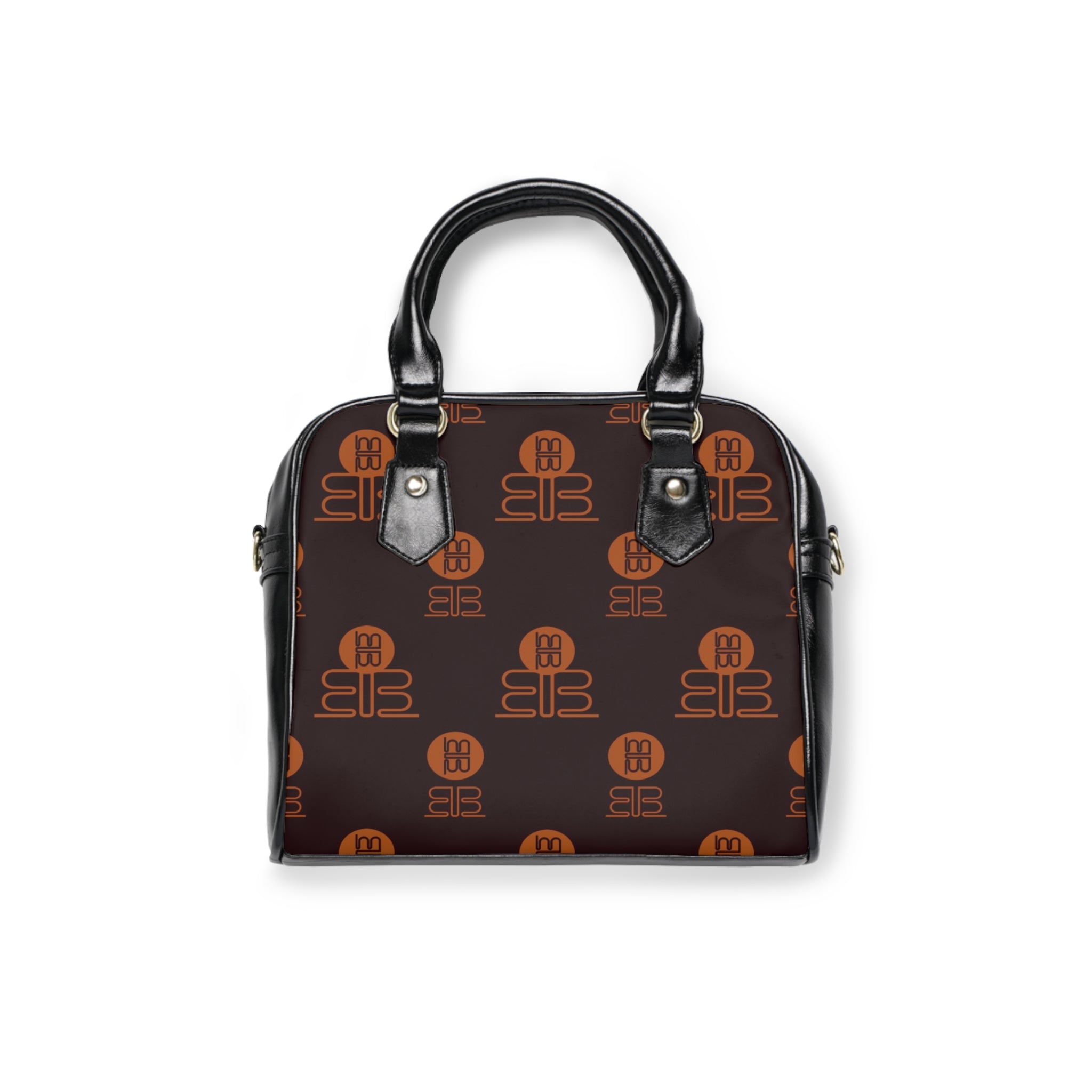 Monogram Pattern Shoulder Handbag | Brown Logo Print
