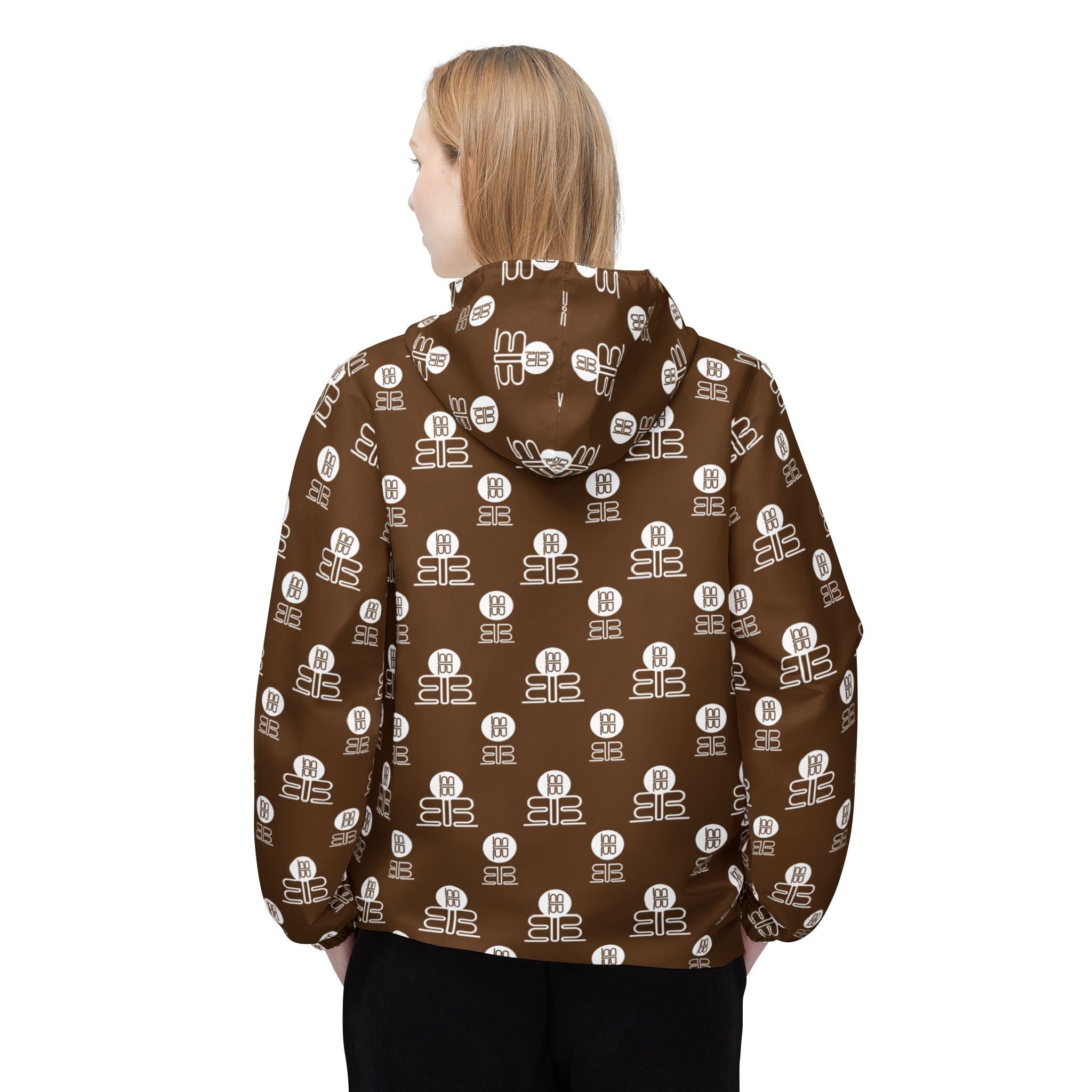 Badblood Signature Geometric Monogram Windbreaker |Brown