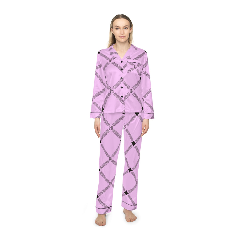 Pink Plaid Satin Pajamas | Women's Pajamas Set