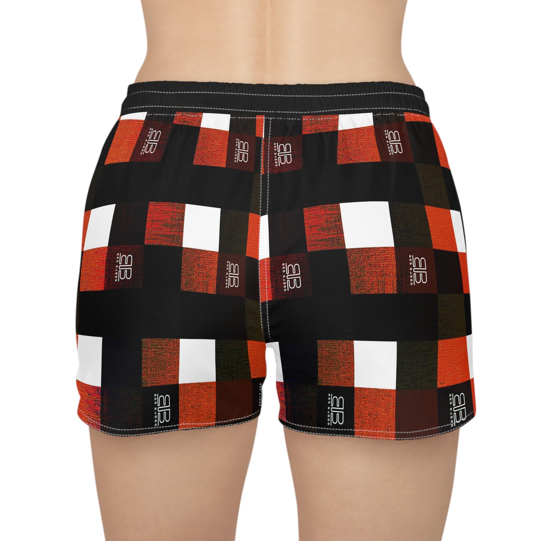 Plaid Lounge Shorts — Red Black Buffalo Check Women's Casual Shorts