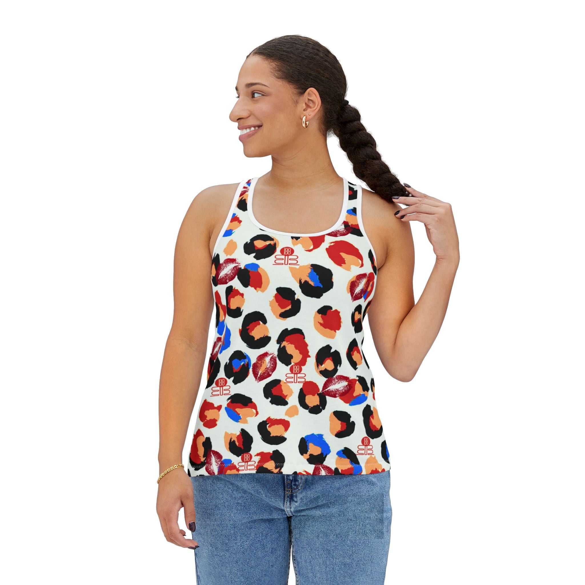 Women's Leopard Kiss Print Tank Top — Colorful Lip