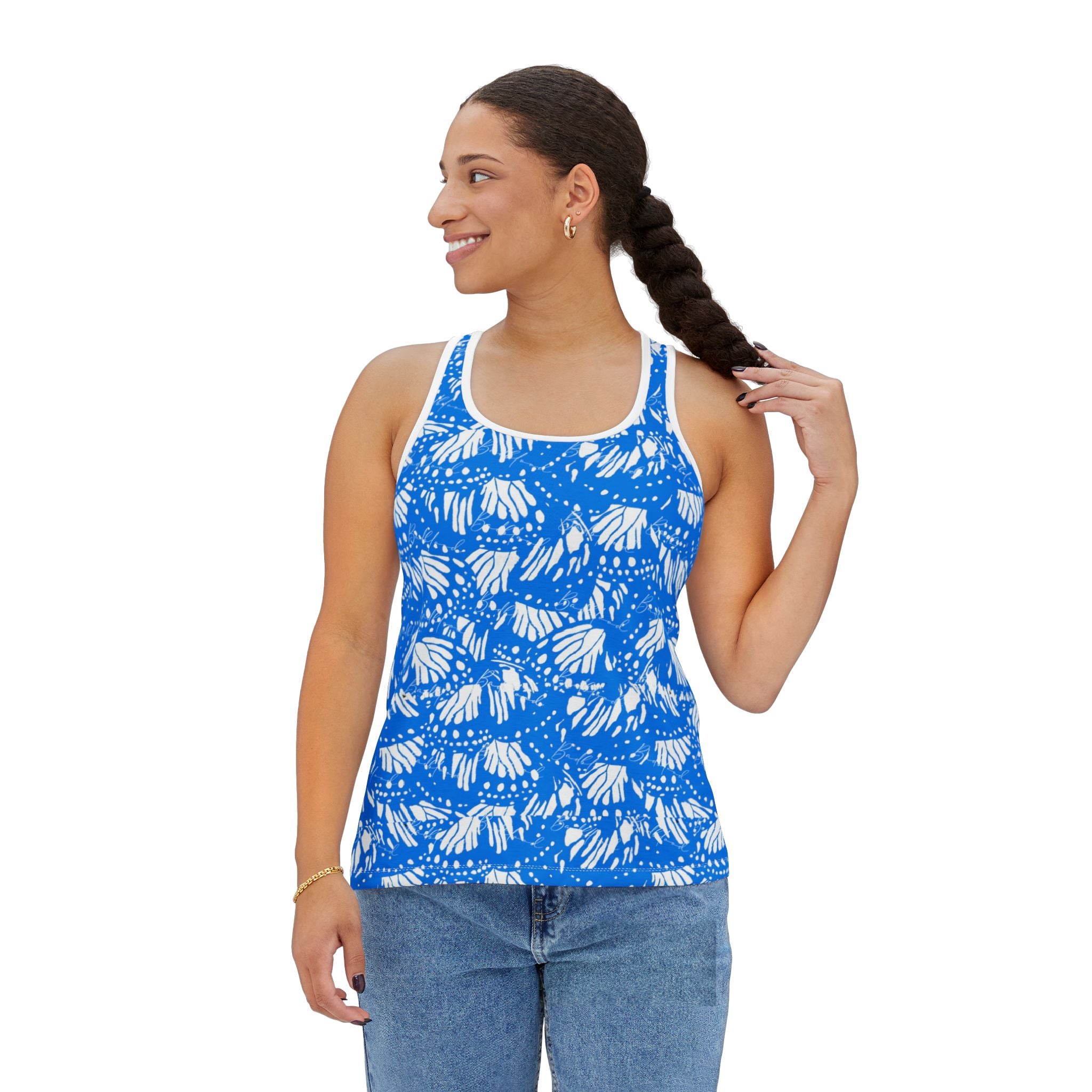 Blue Pattern Tank Top — Women's Summer Top