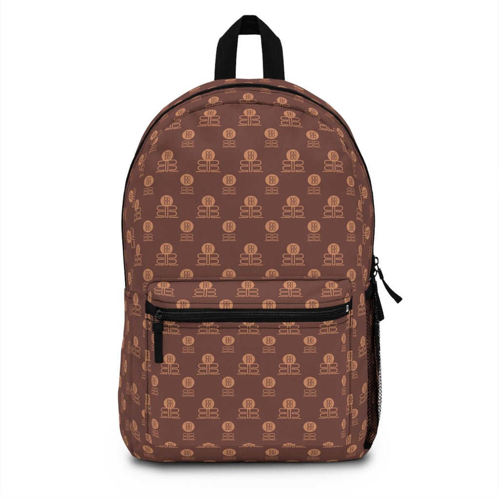 Retro Coffee Lattice Pattern Backpack | Brown Geometric Repeat