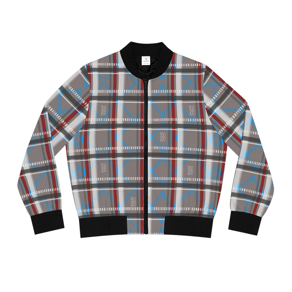 Plaid Bomber Jacket — Classic Grey, Blue & Red