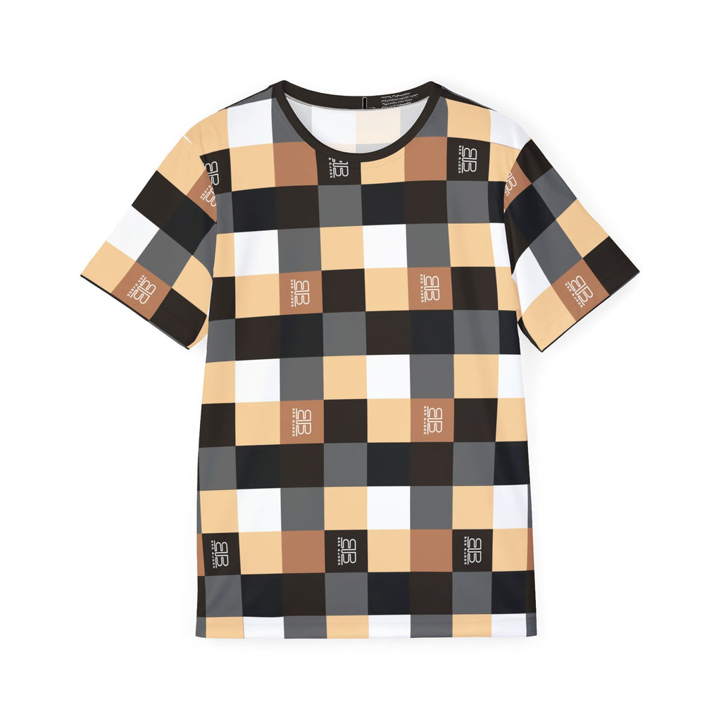 Plaid BB Checkered Sports Jersey — Beige Brown Geo