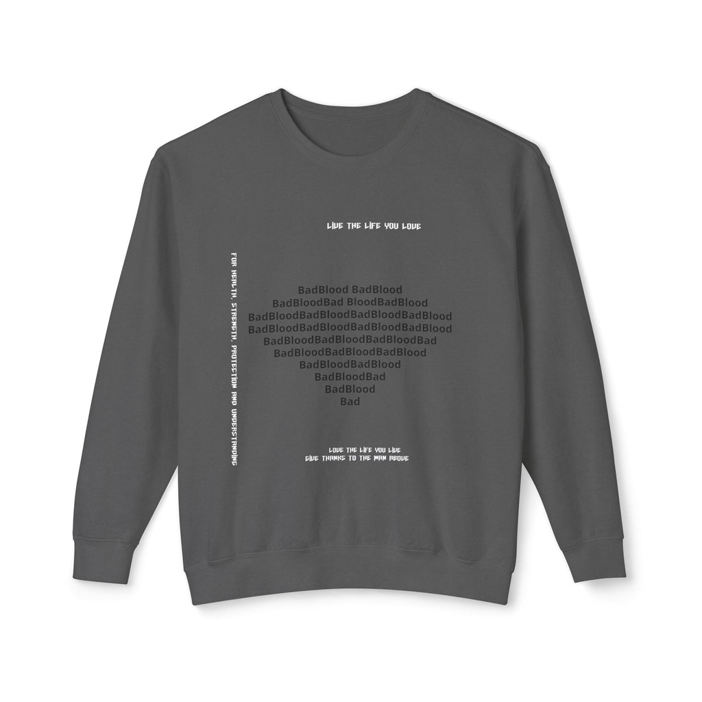Minimalist Heart Text Crewneck Sweatshirt — Subtle Typographic Love Design