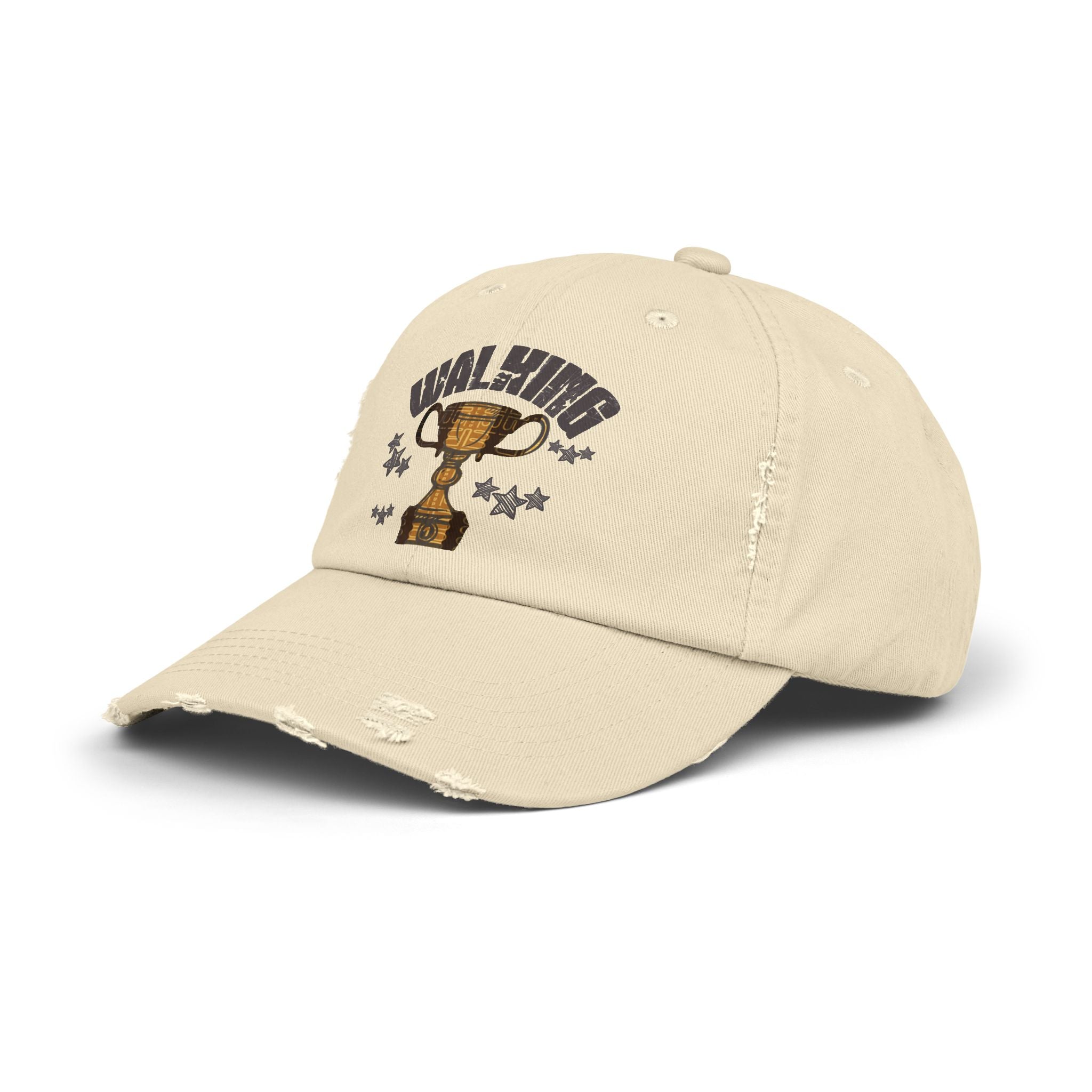 Walking Trophy Cap | Distressed Baseball Hat, Winner Cup Design