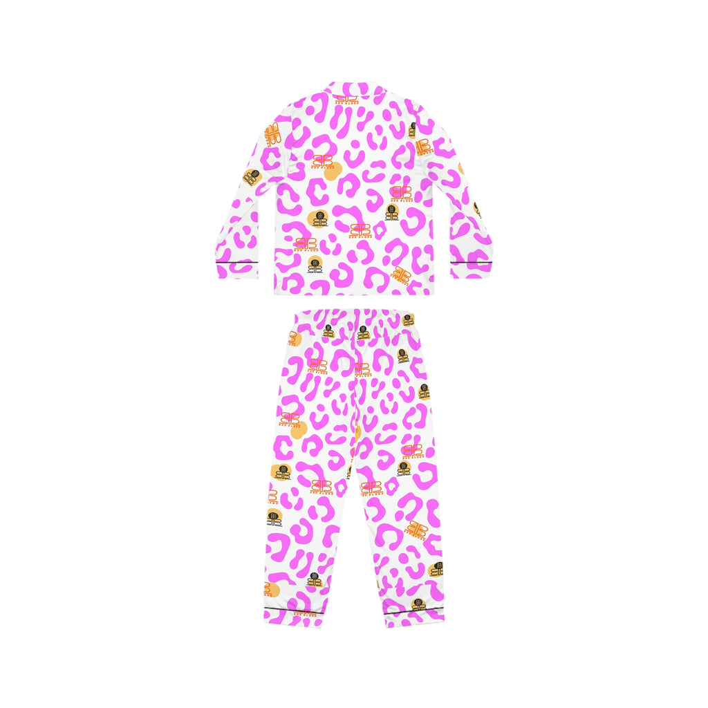 Pink Leopard Satin Pajama Set – Women’s Cute Animal Print Sleepwear