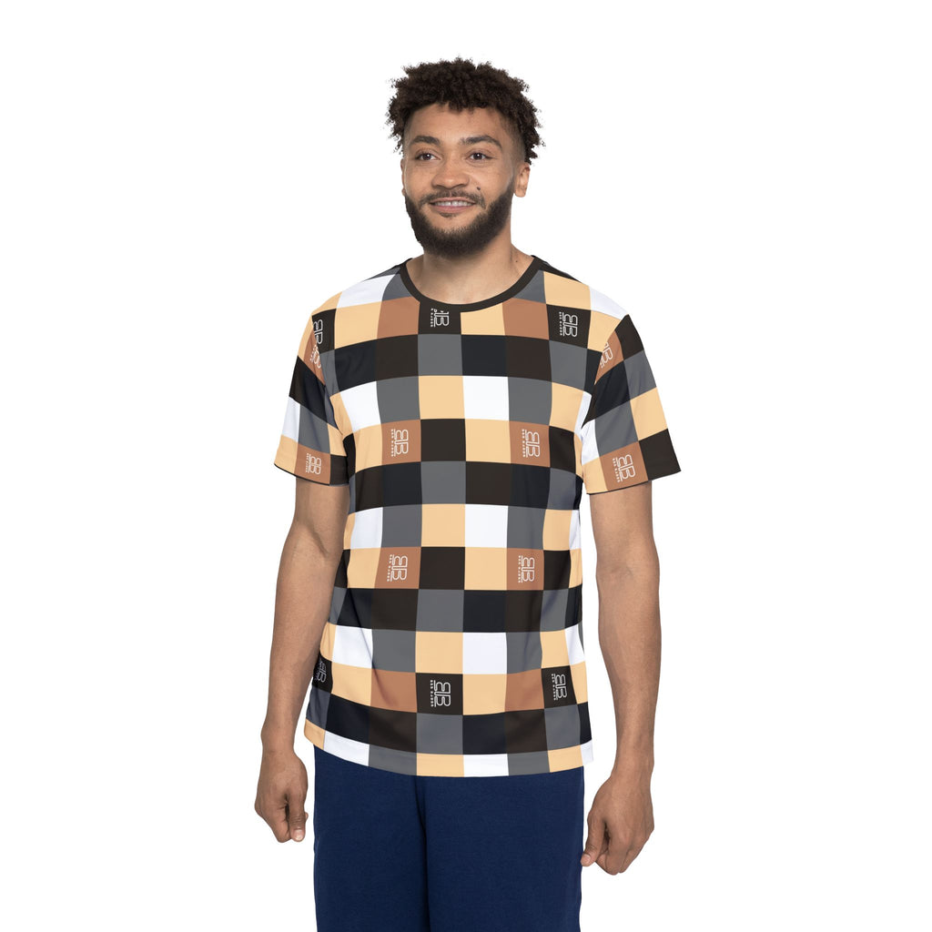 Plaid BB Checkered Sports Jersey — Beige Brown Geo