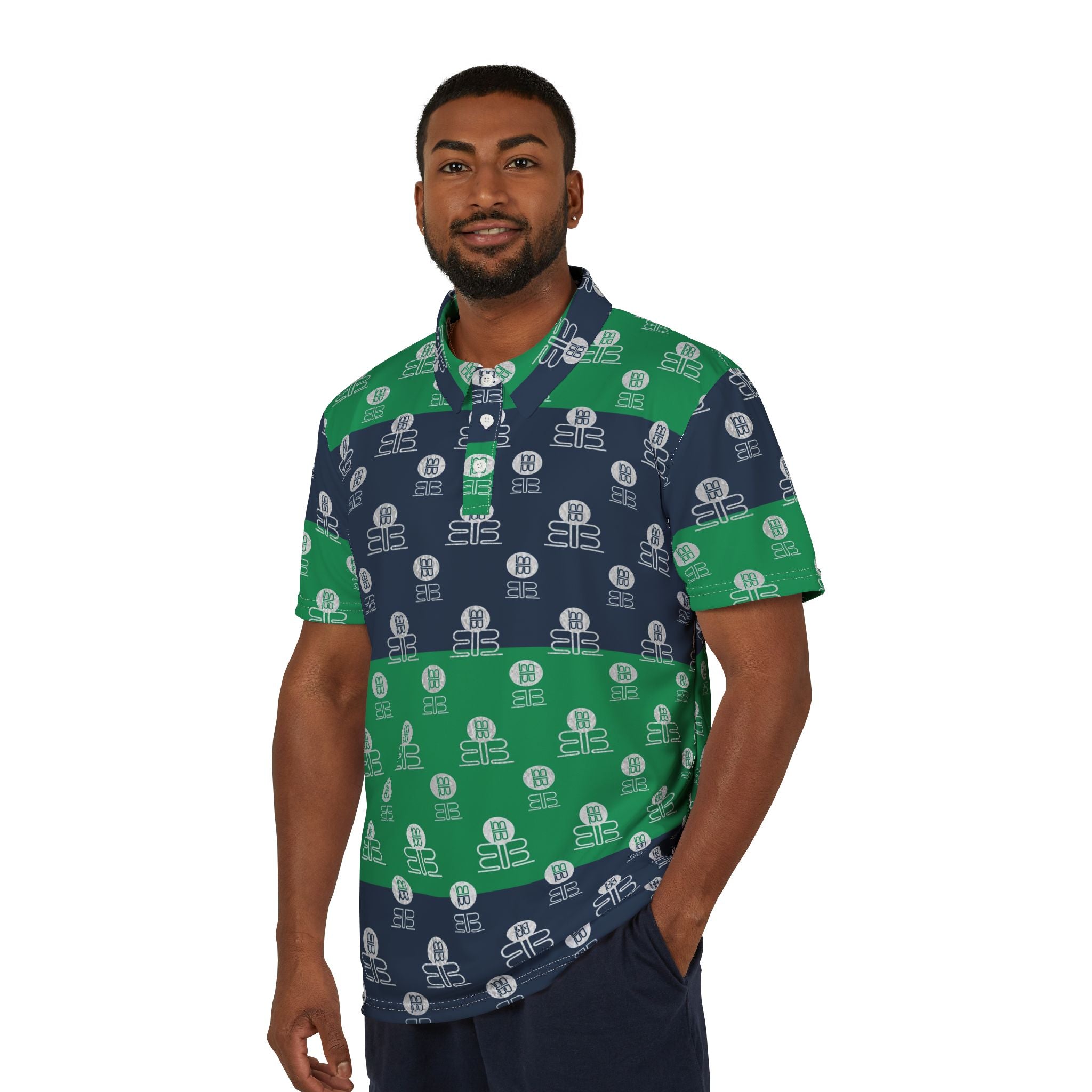 Striped Green & Navy Polo Shirt — Vintage BadBlood Pattern