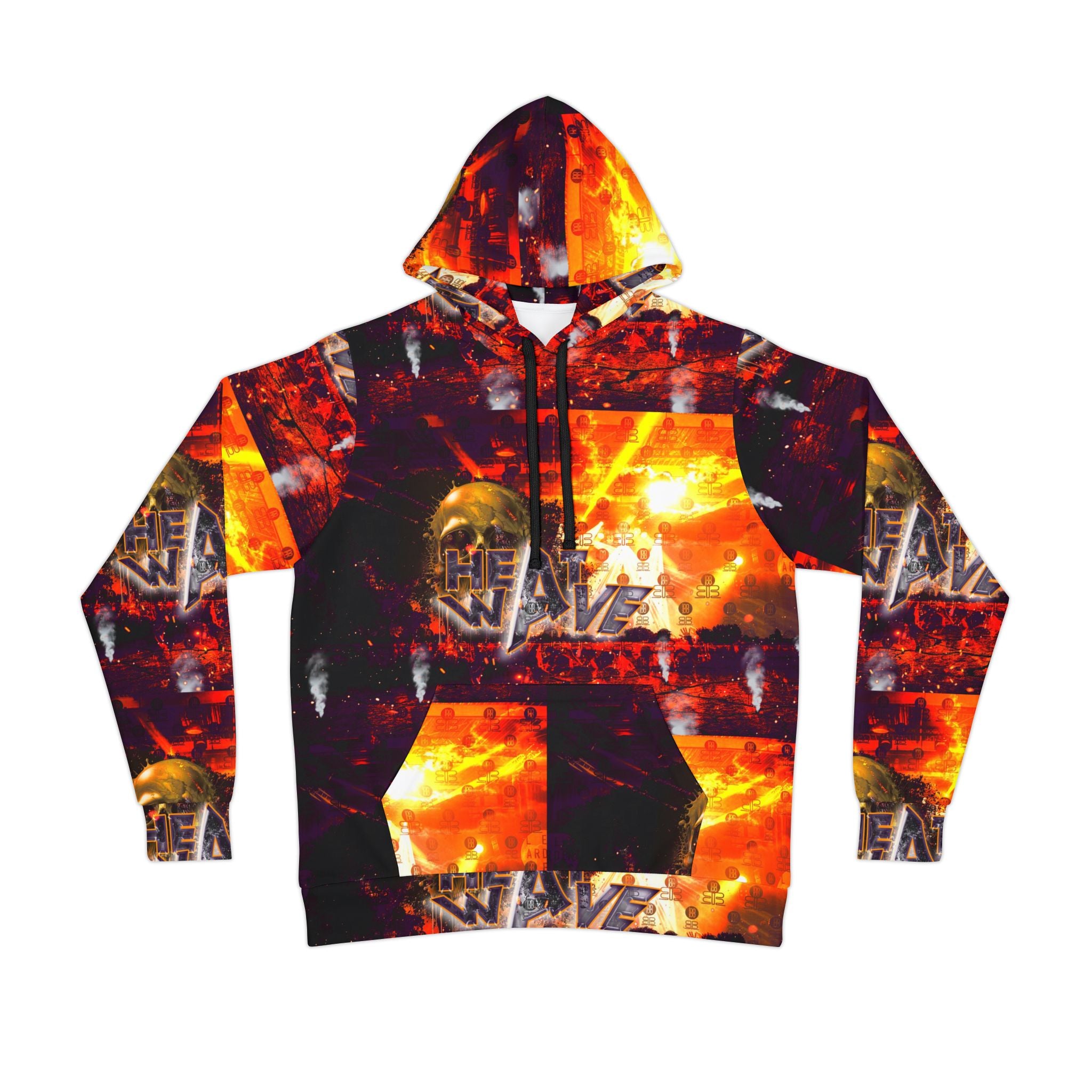 Heat Wave skull flames Athletic Hoodie | all-over print