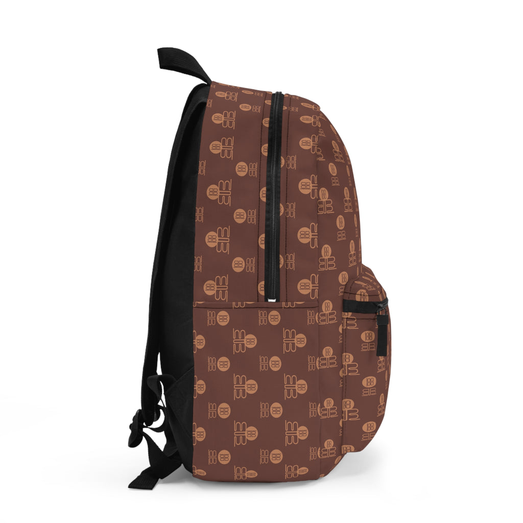 Retro Coffee Lattice Pattern Backpack | Brown Geometric Repeat