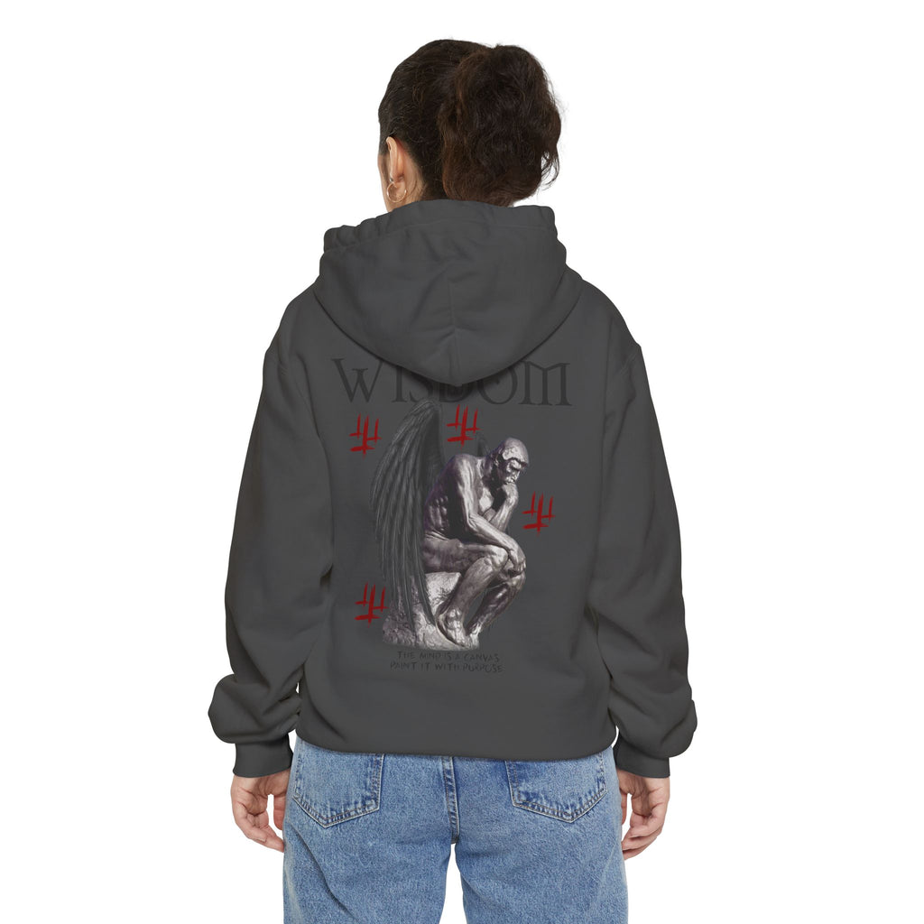 Wisdom angel statue graphic Hoodie | Gothic emblem brushstroke symbol