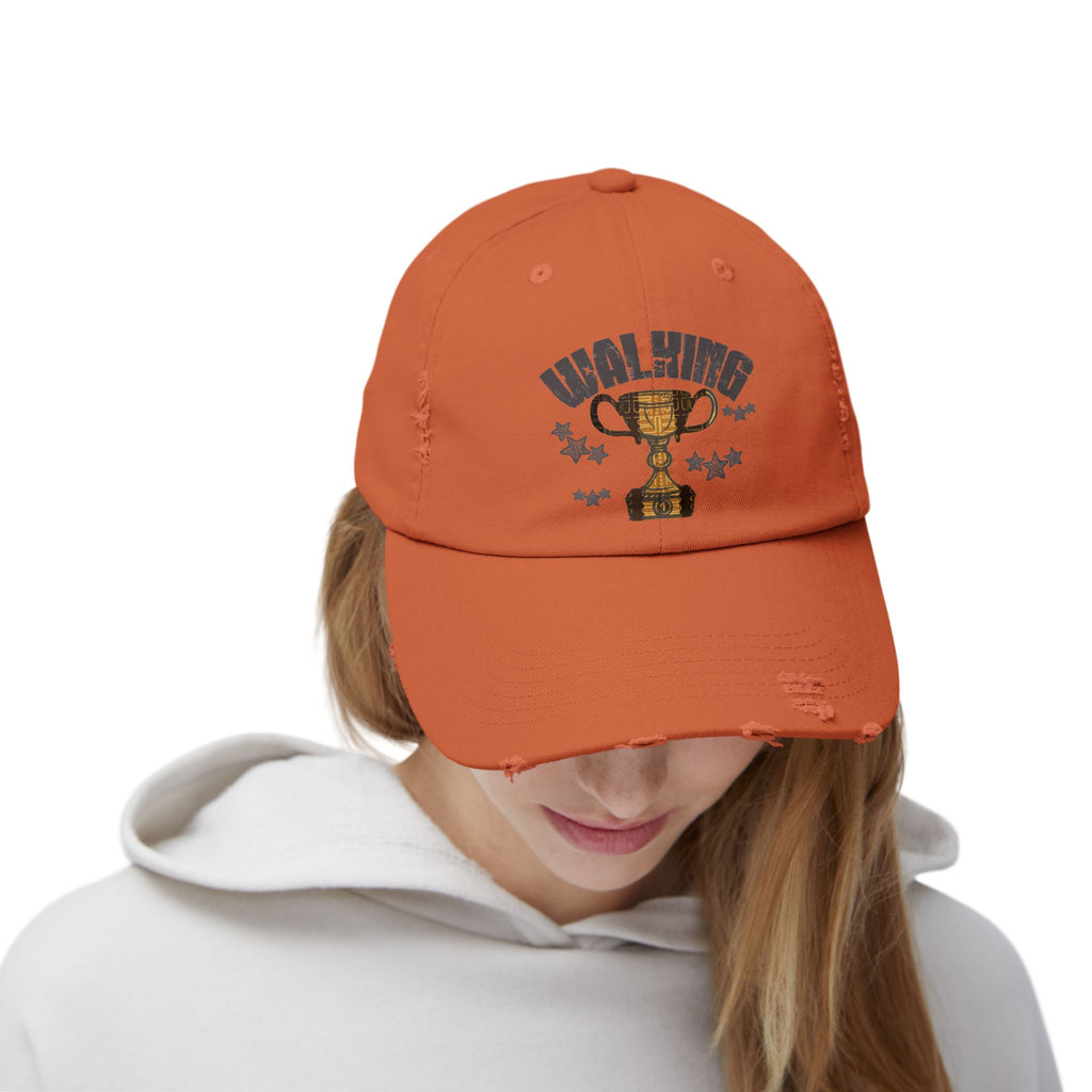 Walking Trophy Cap | Distressed Baseball Hat, Winner Cup Design