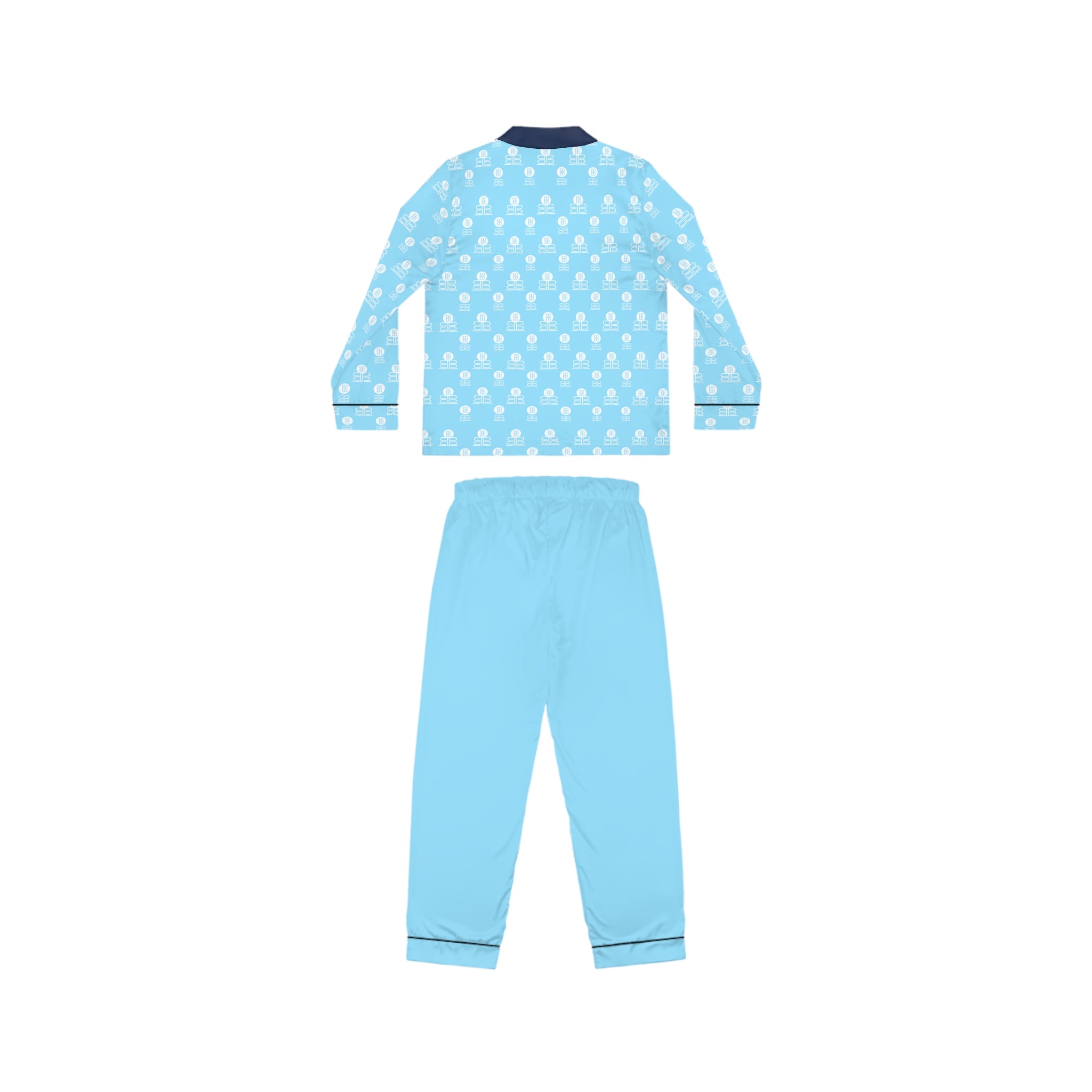 Blue Satin Women's Pajama Set —  Long Sleeve Lounge PJs