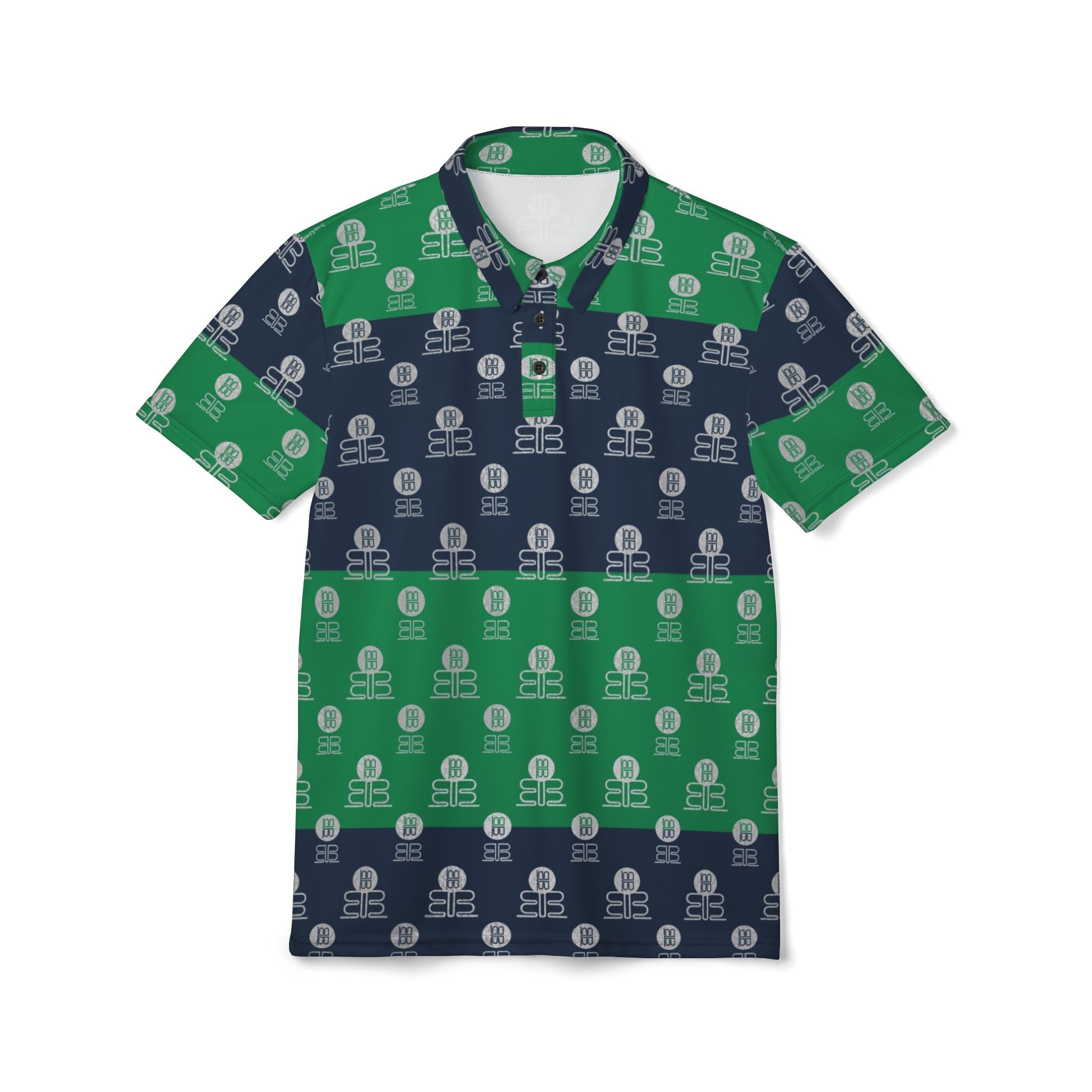 Striped Green & Navy Polo Shirt — Vintage BadBlood Pattern