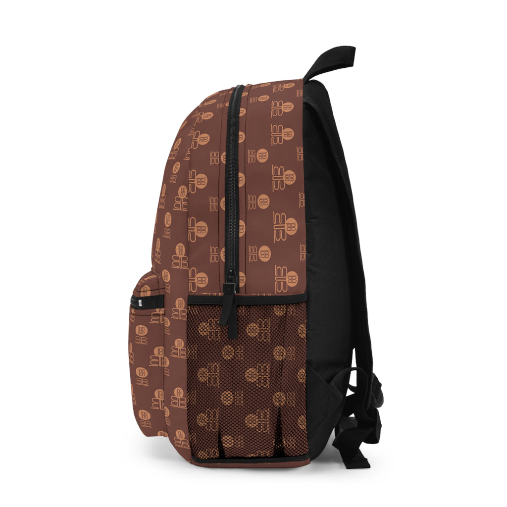 Retro Coffee Lattice Pattern Backpack | Brown Geometric Repeat