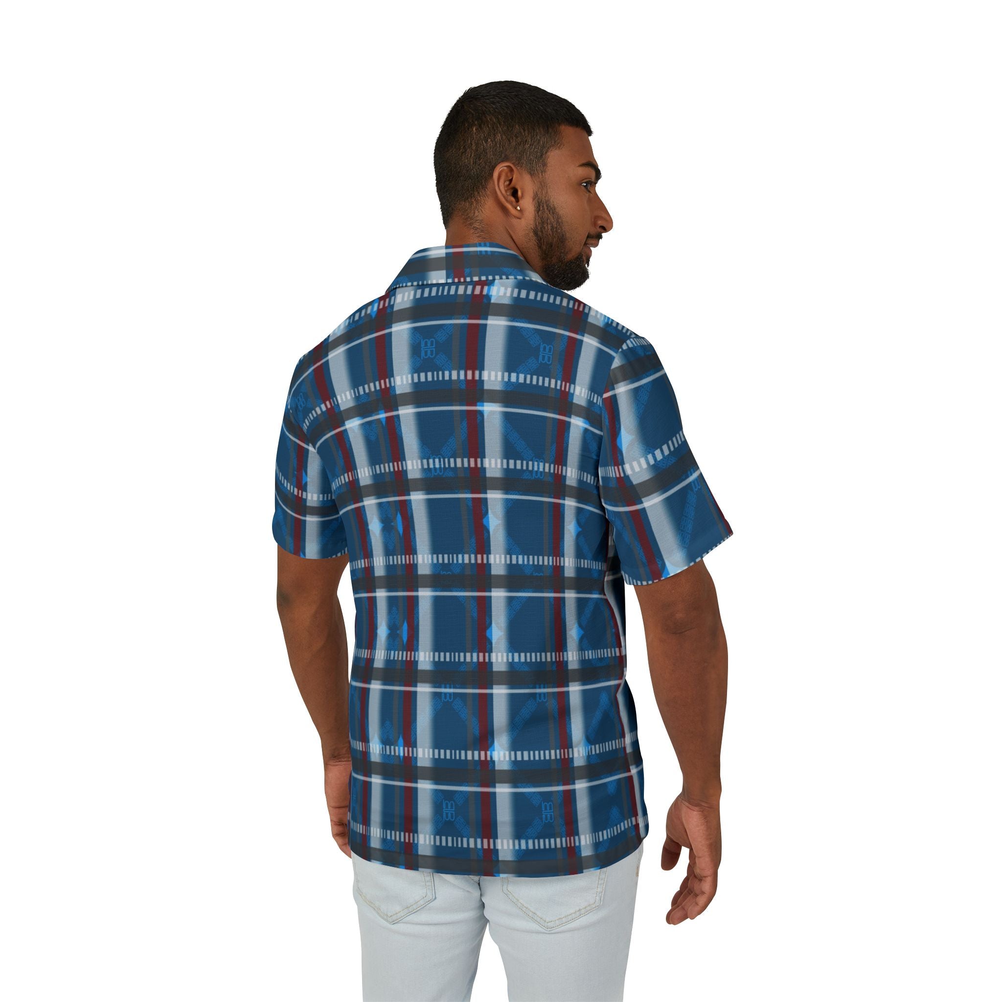 Blue Plaid Shirt — Men's Casual Button-Up