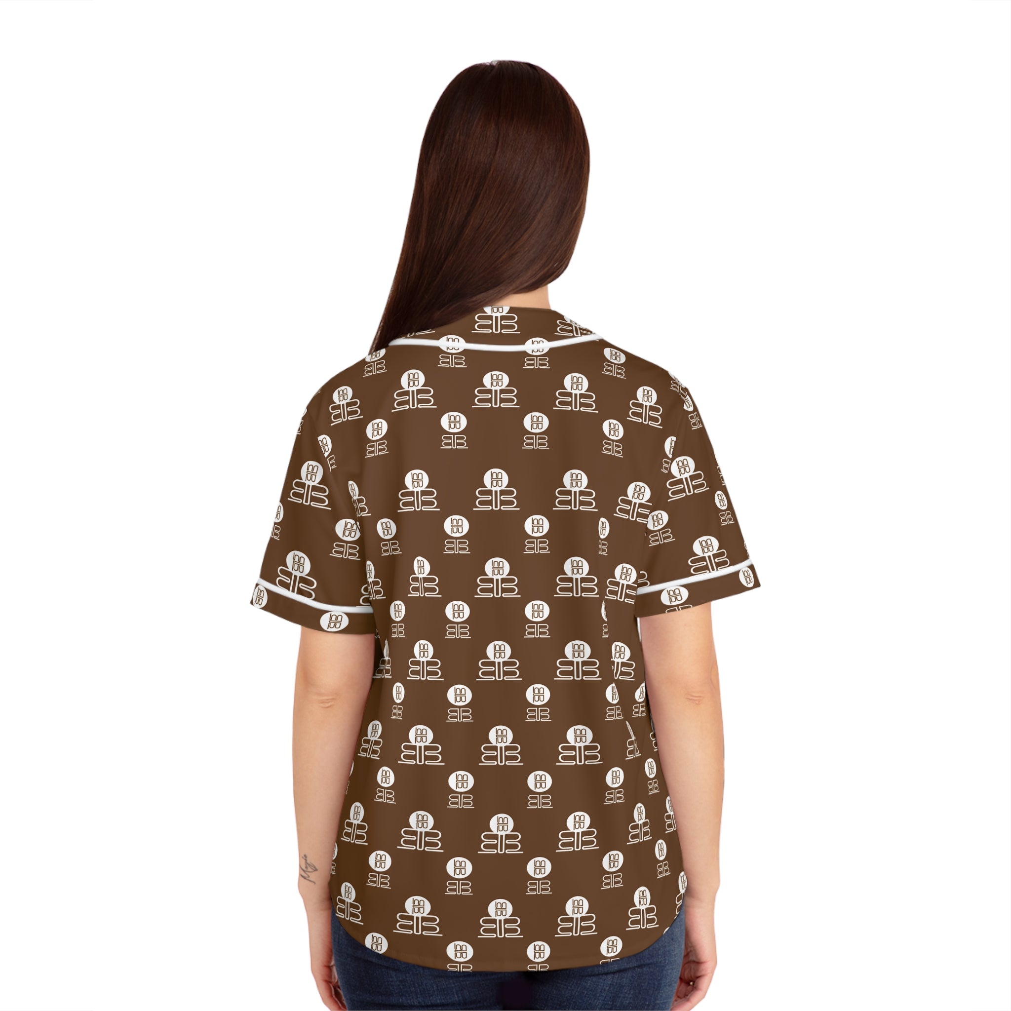 Badblood Signature Monogram Baseball Jersey – Brown & White
