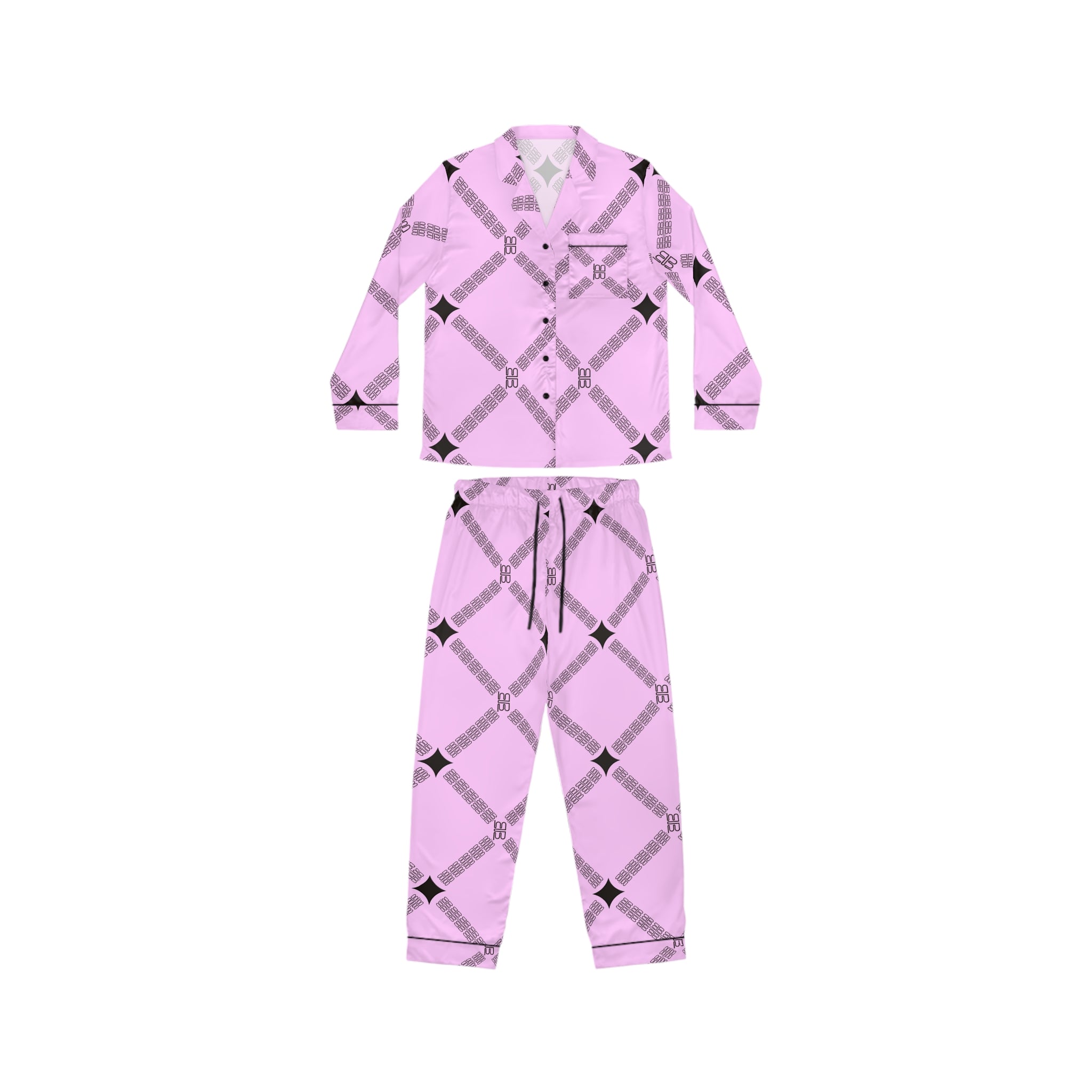 Pink Plaid Satin Pajamas | Women's Pajamas Set