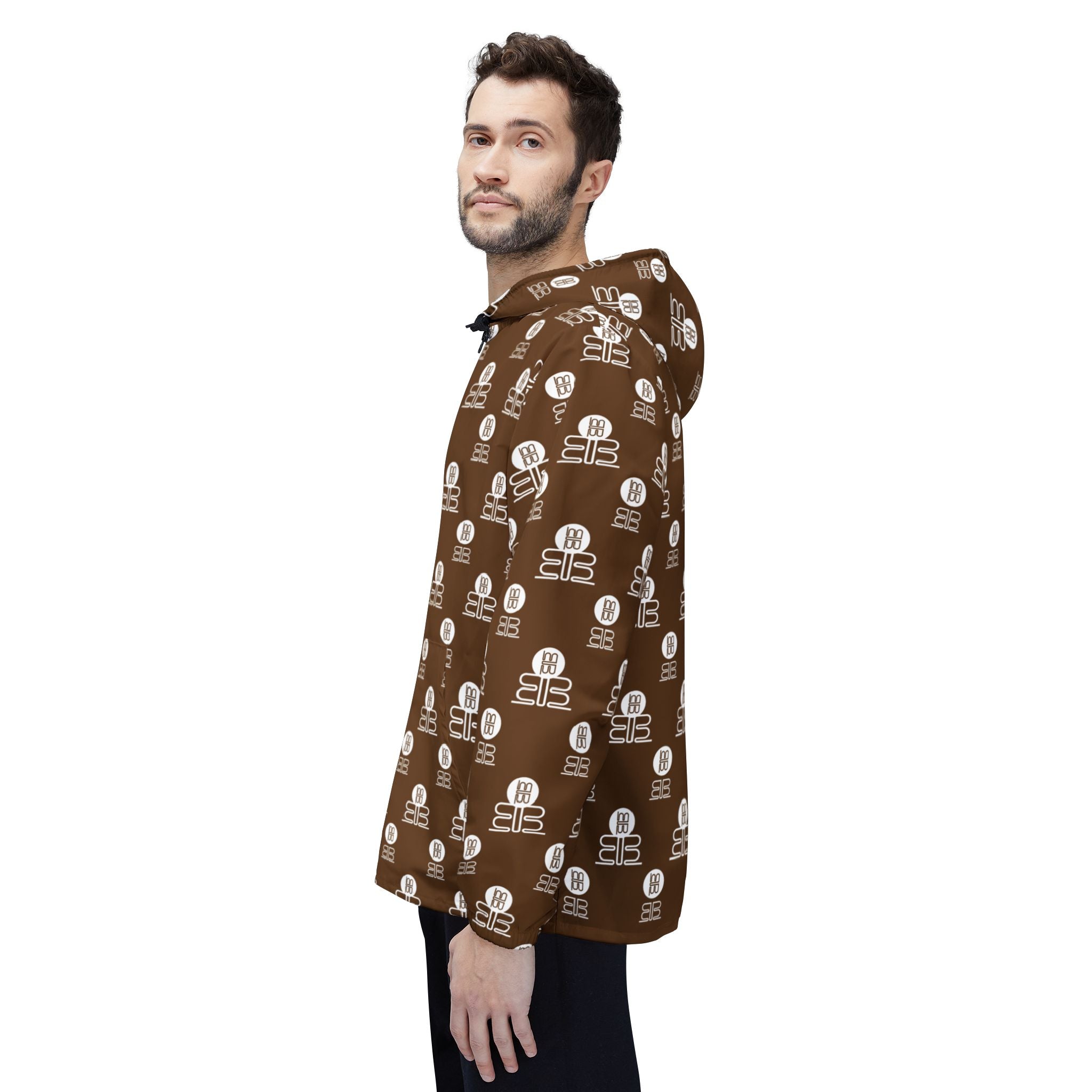 Badblood Signature Geometric Monogram Windbreaker |Brown