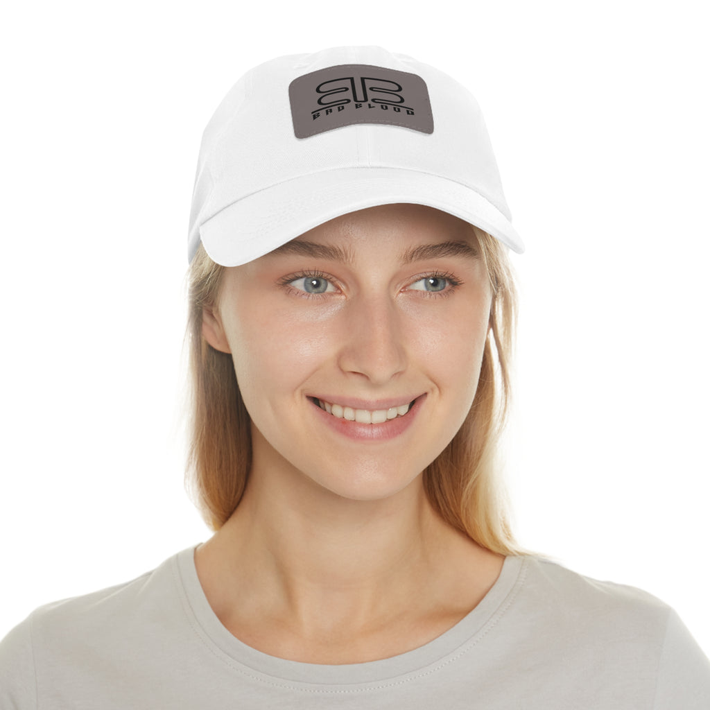 Leather Patch Dad Hat – Minimalist Monogram Baseball Cap