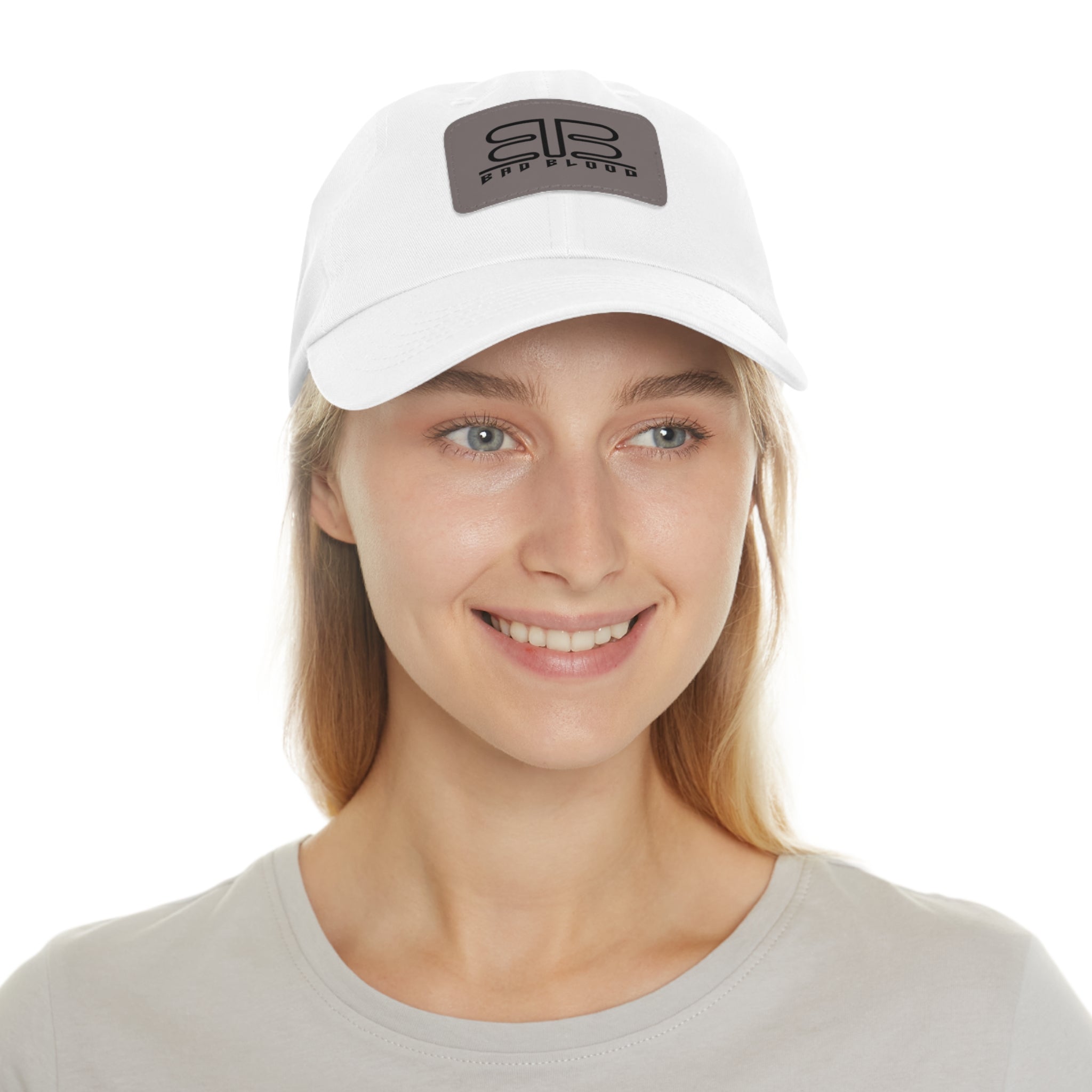 Leather Patch Dad Hat – Minimalist Monogram Baseball Cap