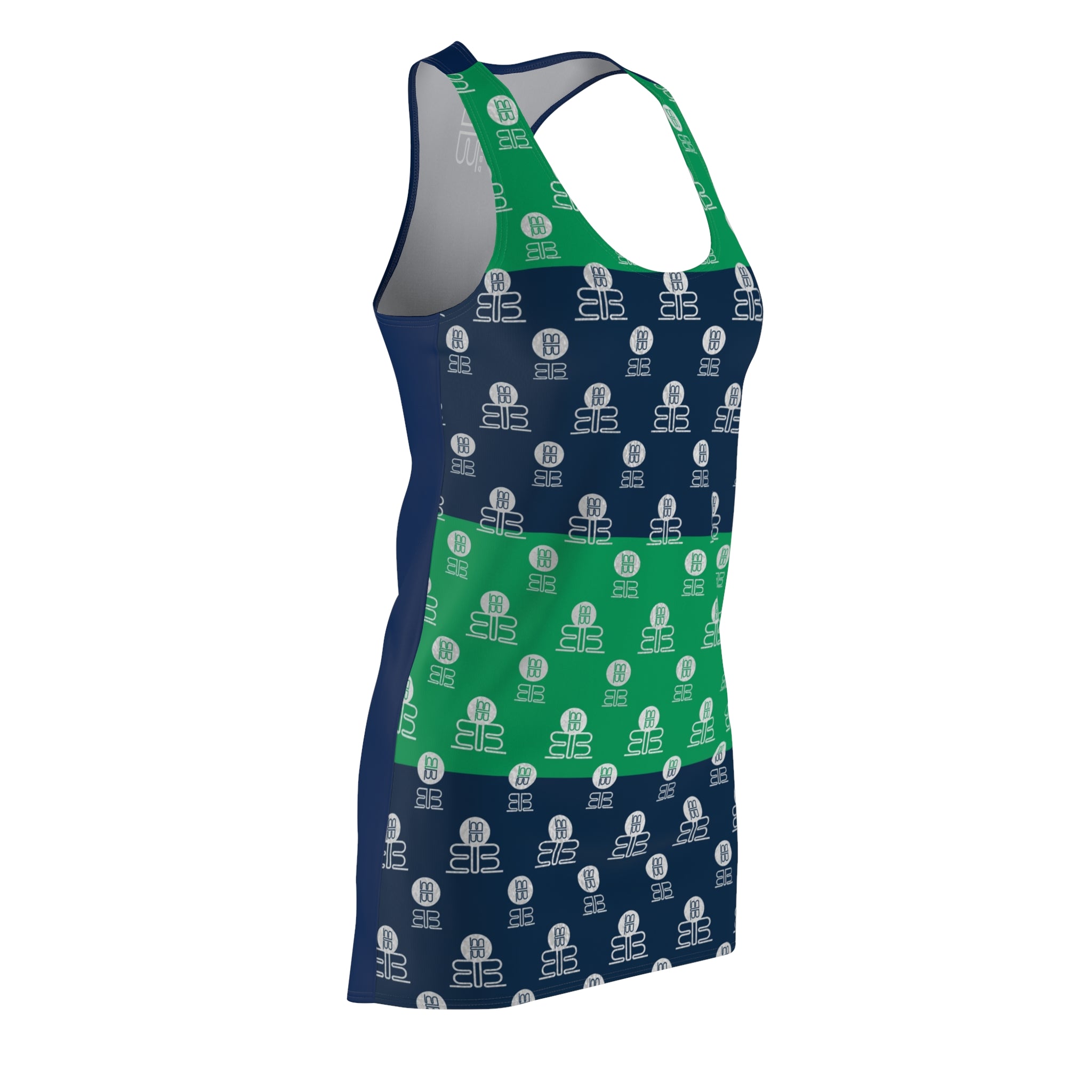Racerback Dress — Green & Navy BadBlood Patterned