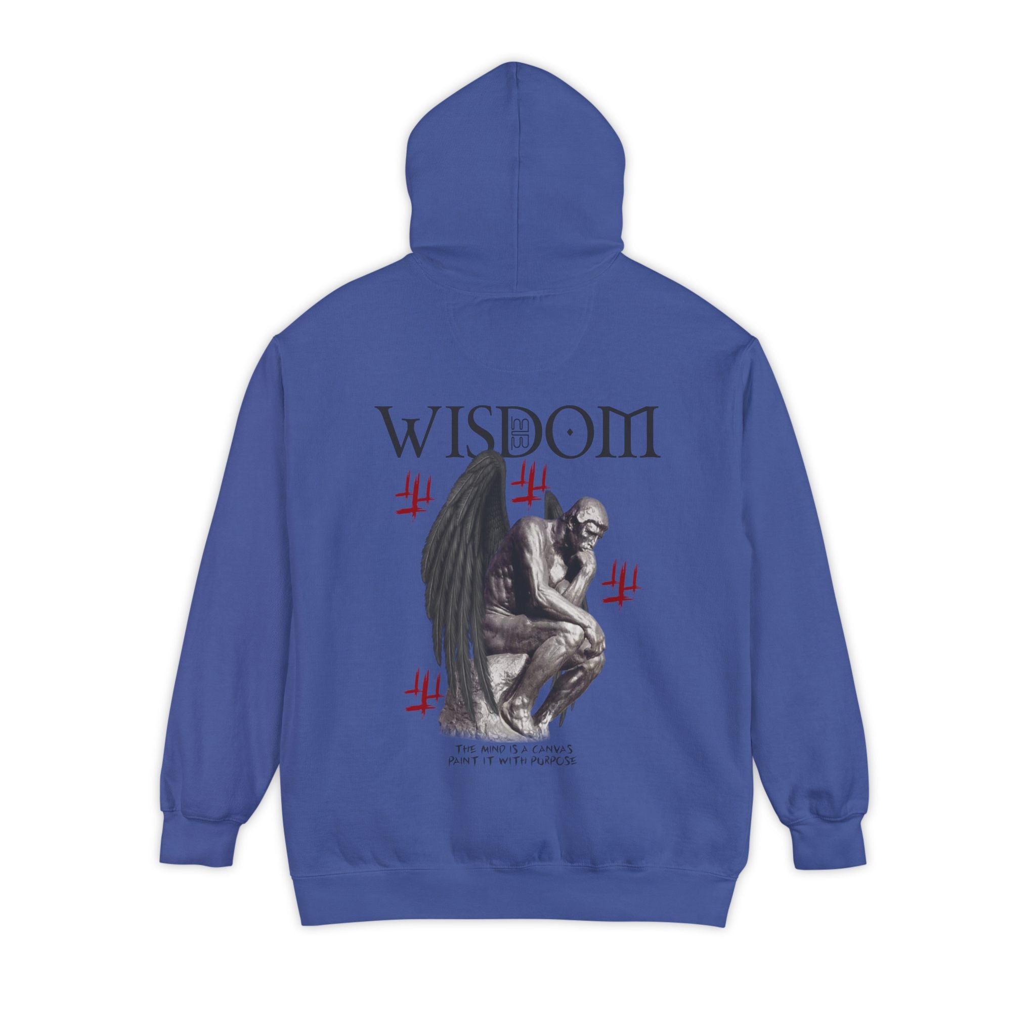 Wisdom angel statue graphic Hoodie | Gothic emblem brushstroke symbol