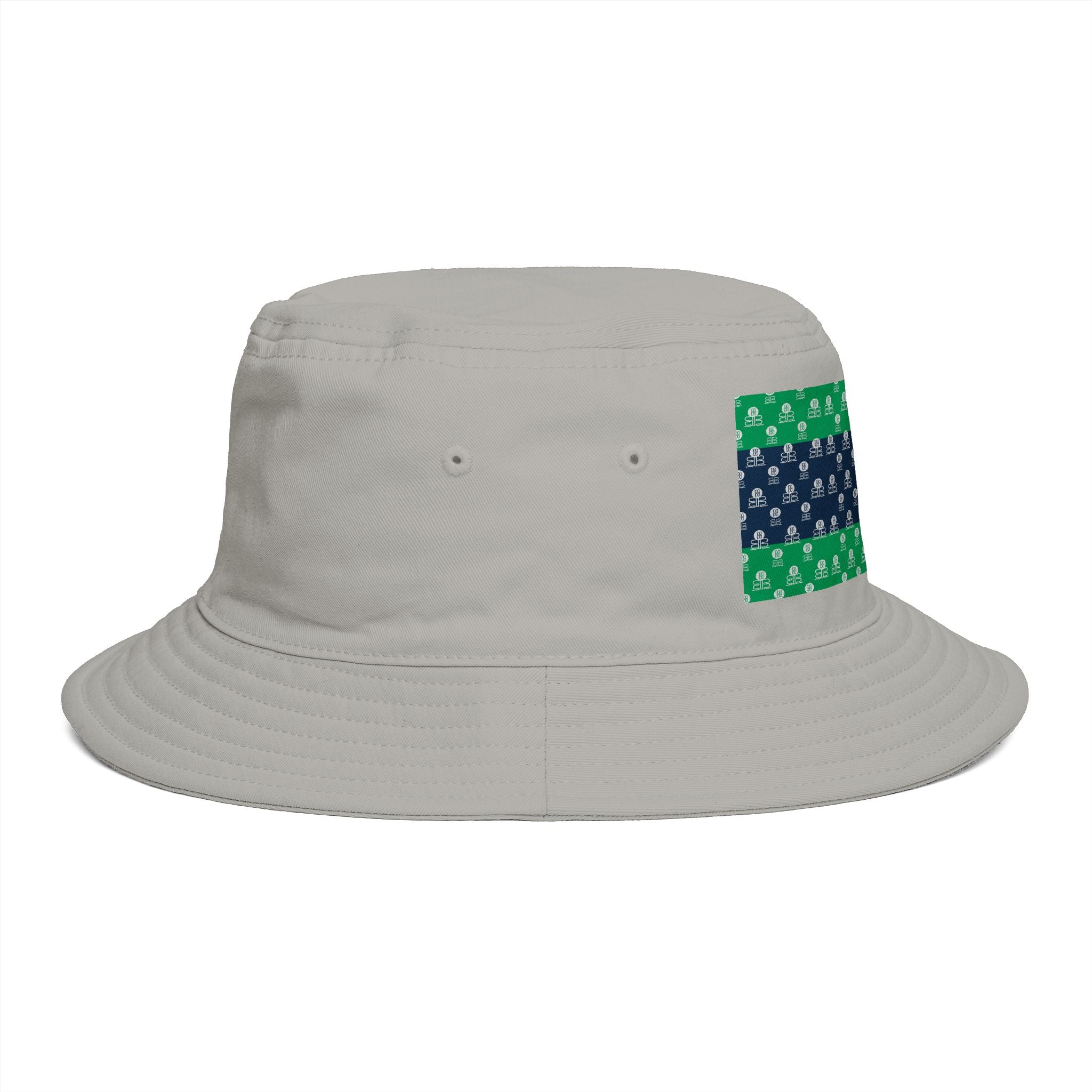 Green & Navy BB Patterned Bucket Hat — Nautical Clover Stripe