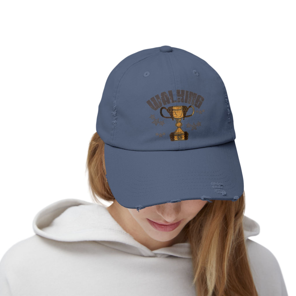 Walking Trophy Cap | Distressed Baseball Hat, Winner Cup Design