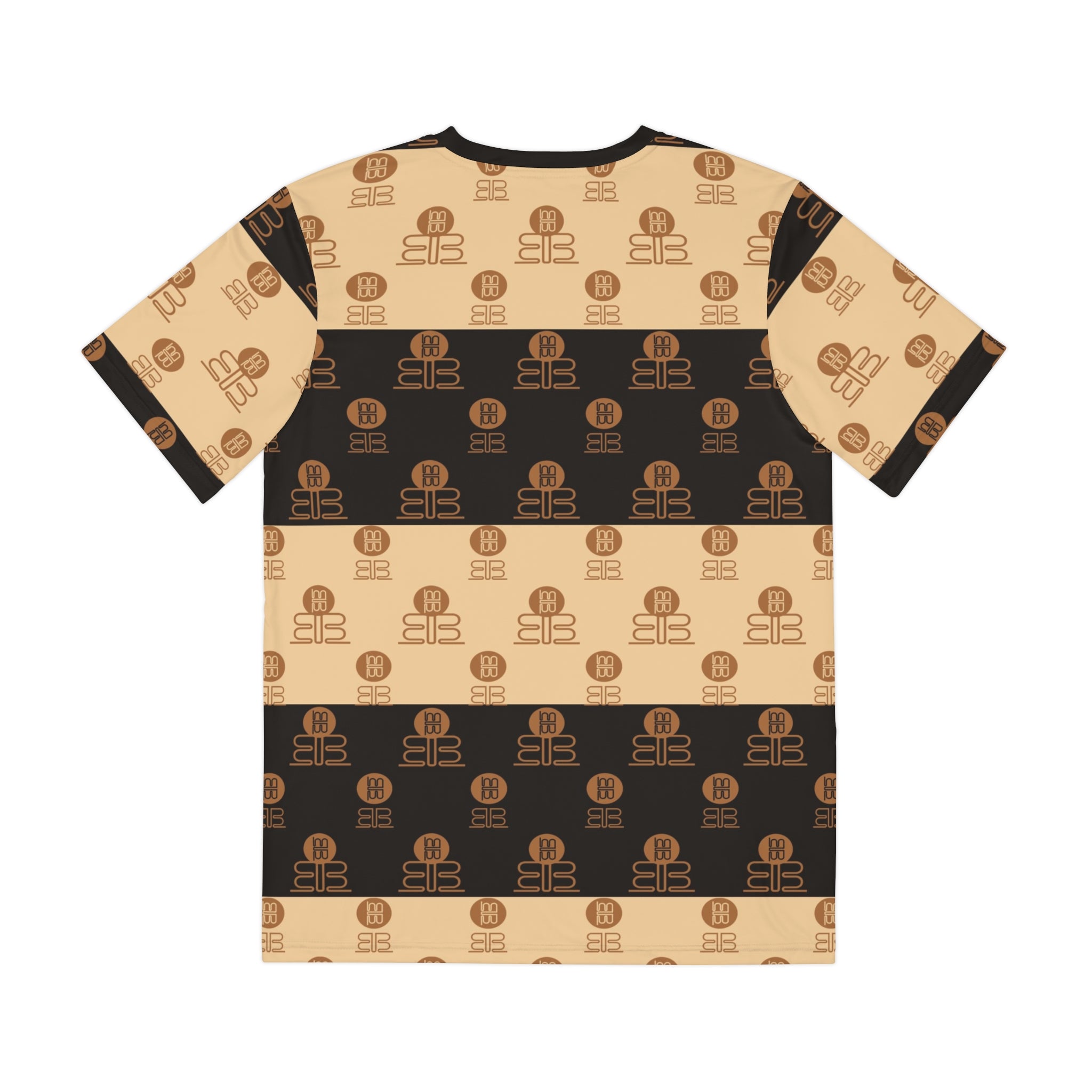 Striped Logo Pattern Tee — Retro Beige & Brown  Shirt