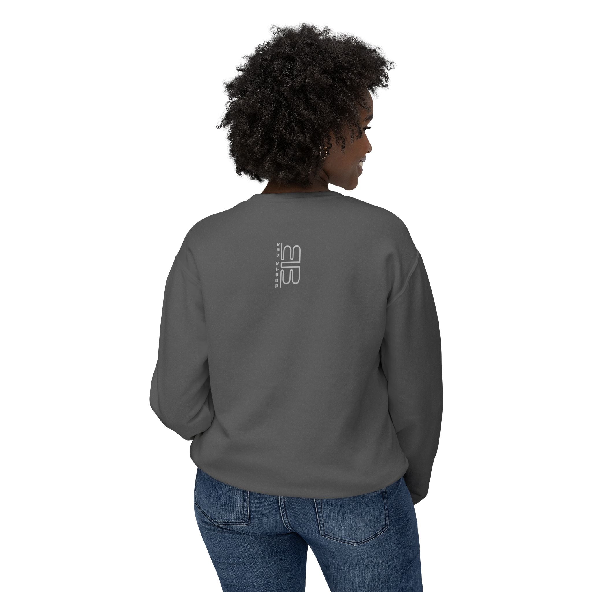 Minimalist Heart Text Crewneck Sweatshirt — Subtle Typographic Love Design