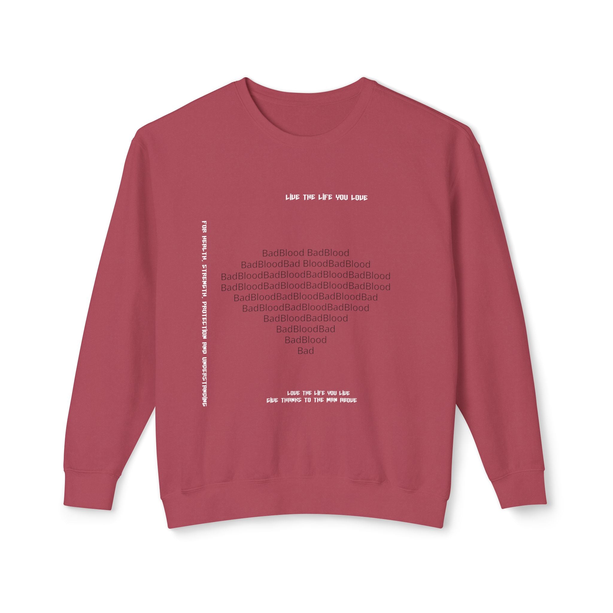 Minimalist Heart Text Crewneck Sweatshirt — Subtle Typographic Love Design