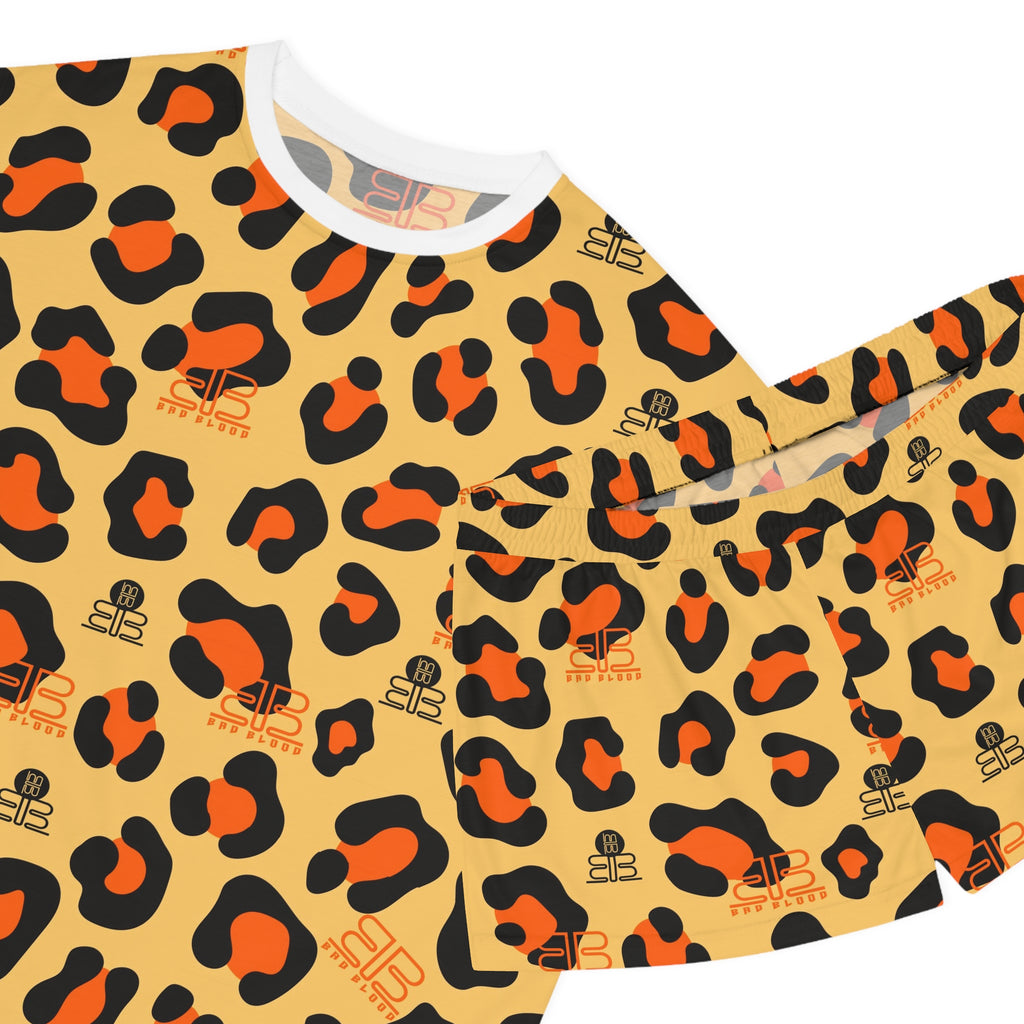 Orange Leopard Print Pajama Set | Women's Short PJ Set