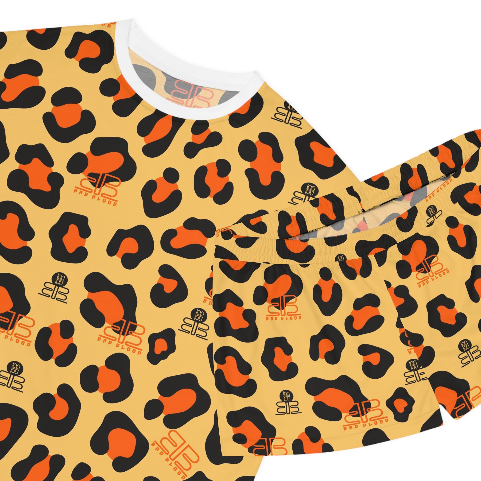 Orange Leopard Print Pajama Set | Women's Short PJ Set