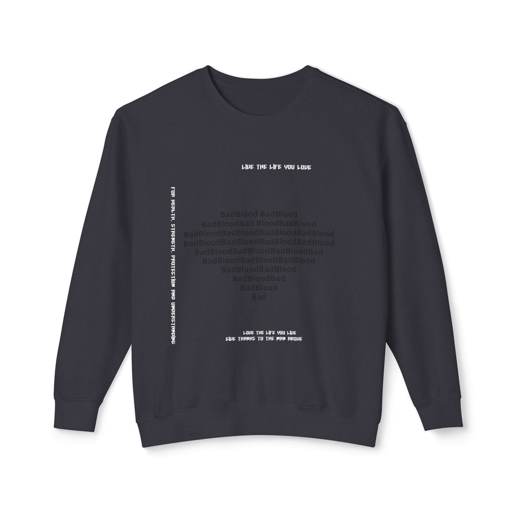 Minimalist Heart Text Crewneck Sweatshirt — Subtle Typographic Love Design