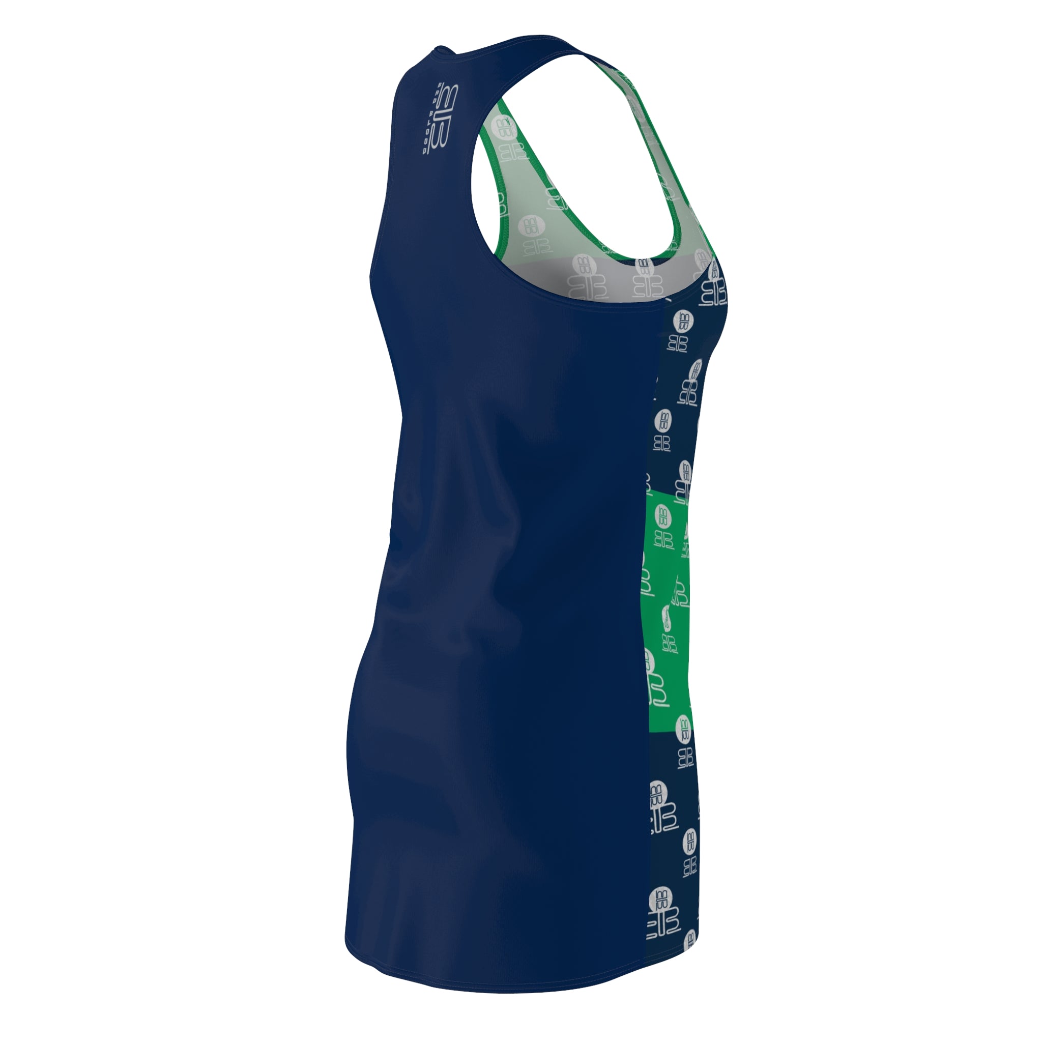 Racerback Dress — Green & Navy BadBlood Patterned