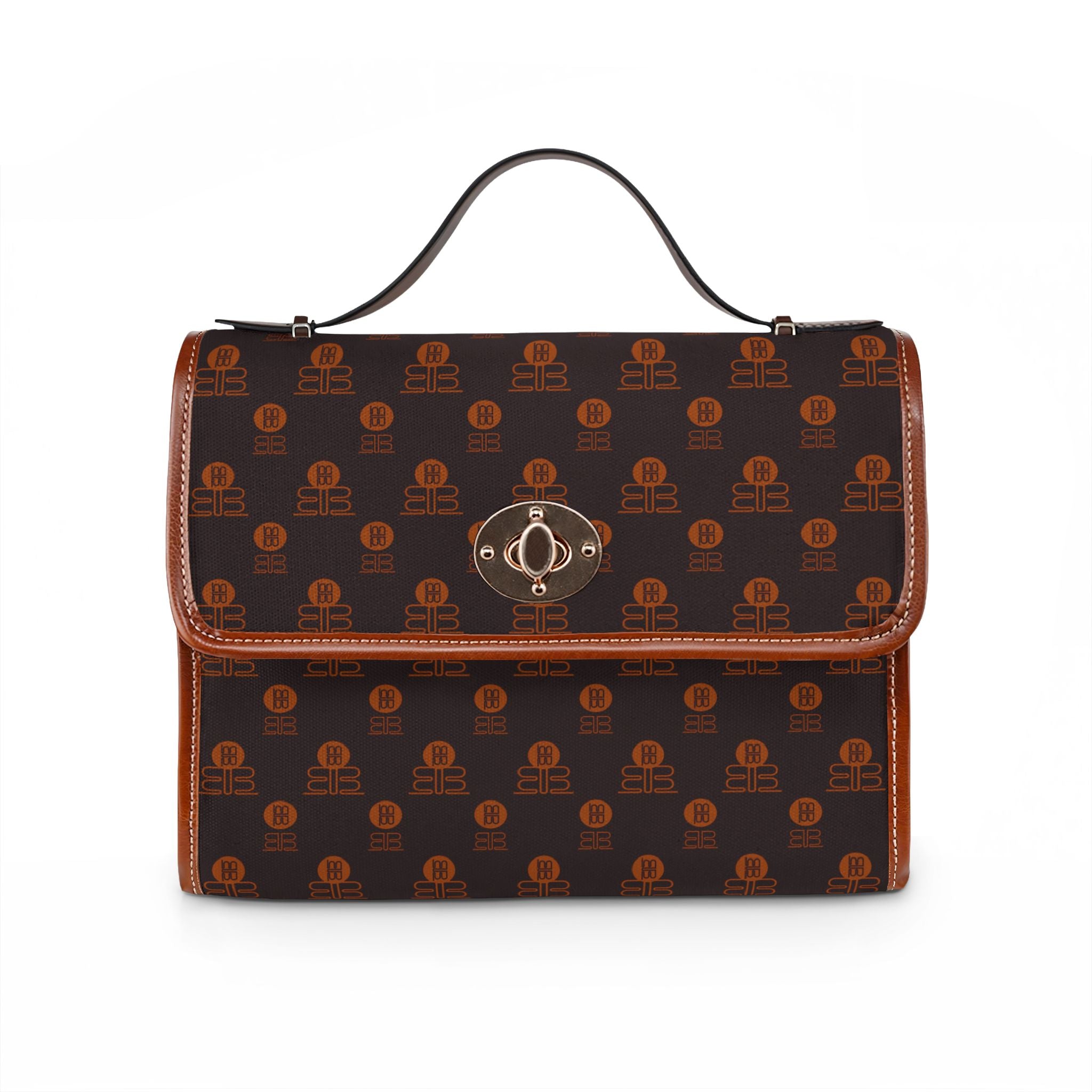 Waterproof Canvas Bag - Vintage Brown Monogram Satchel